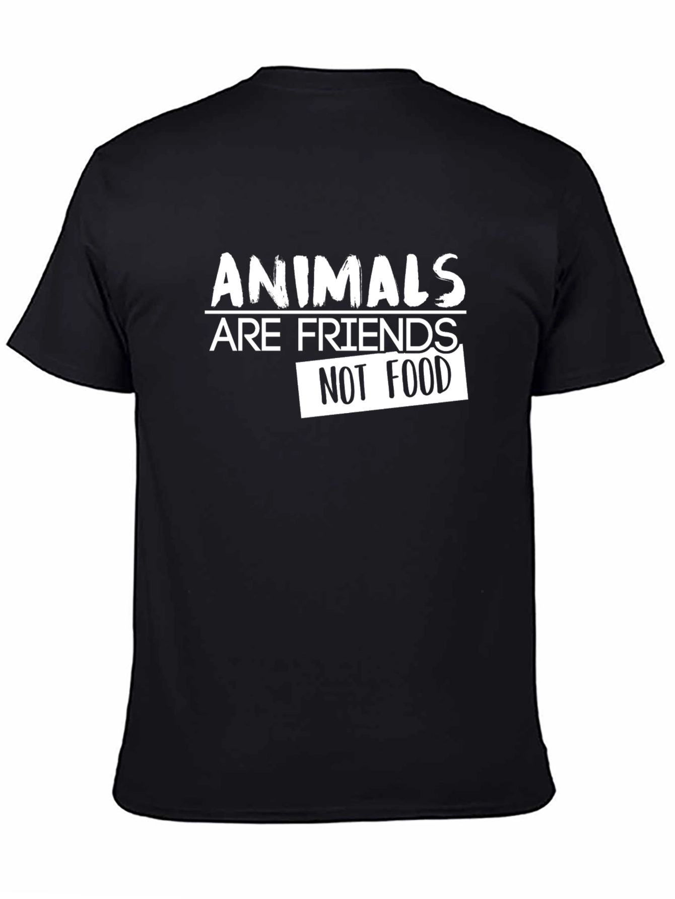 Animals Are Friends Not Food Black T-Shirt