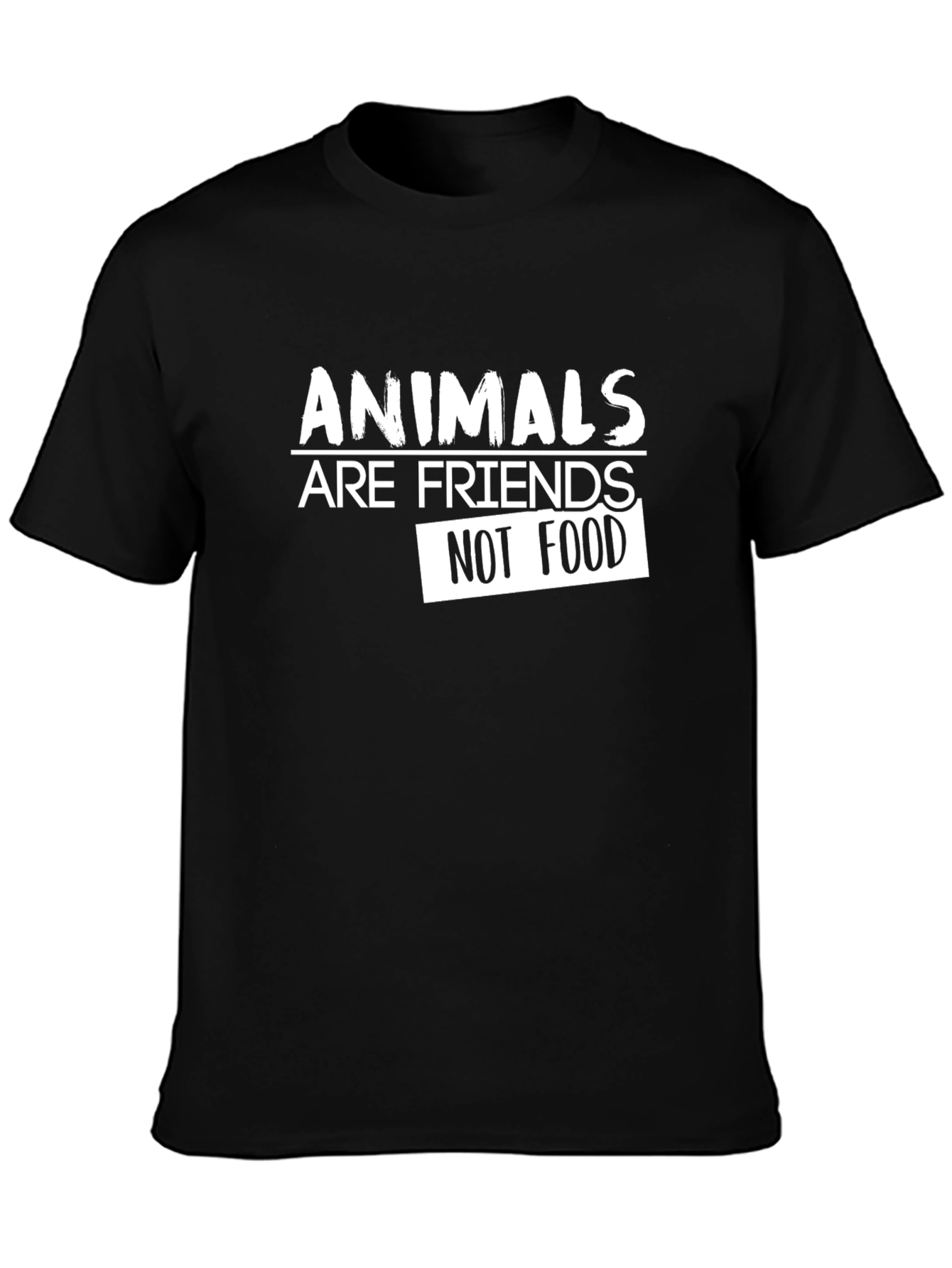 Animals Are Friends Not Food Black T-Shirt