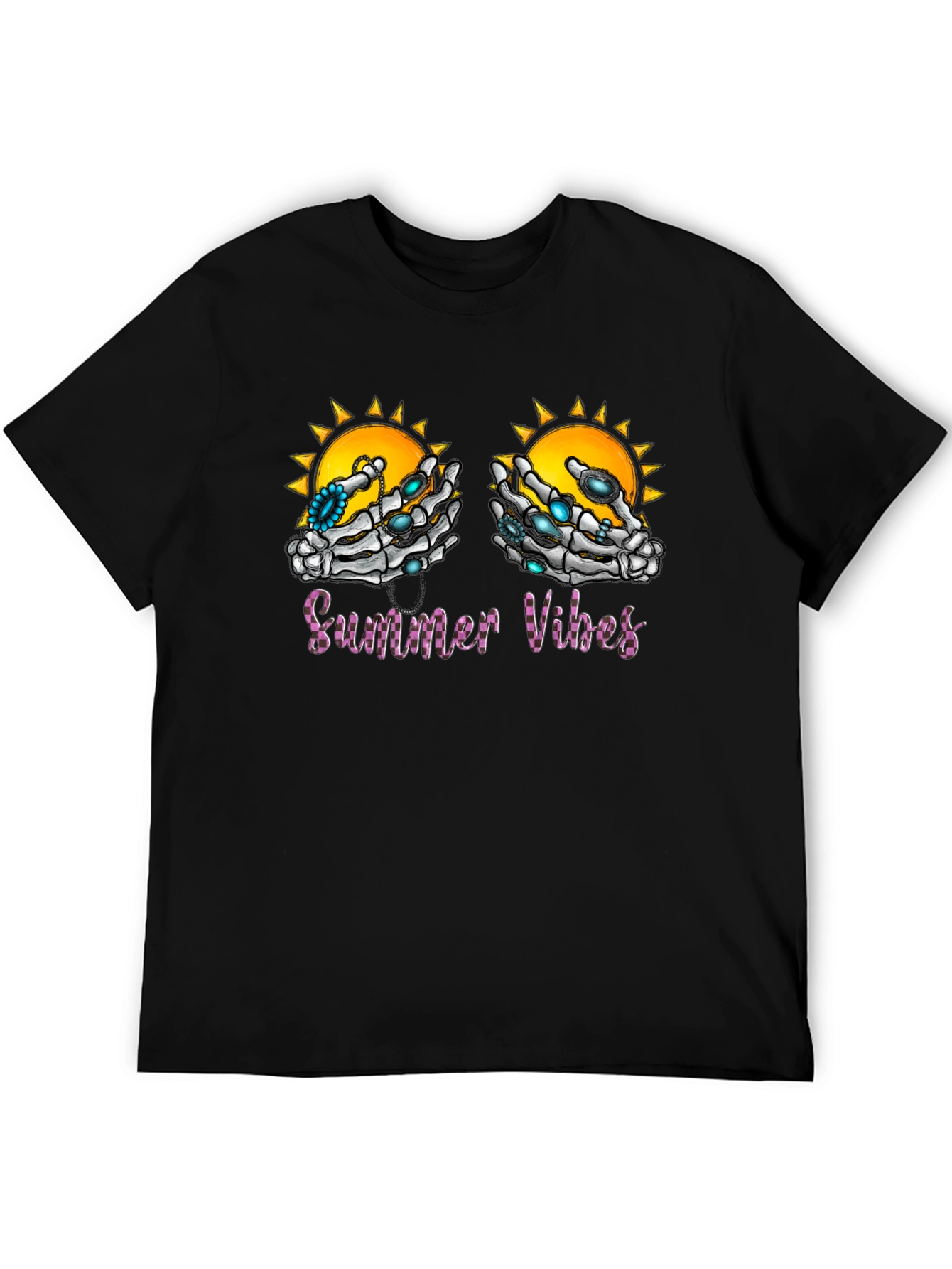 Summer Vibes Skeleton Hands Graphic T-Shirt