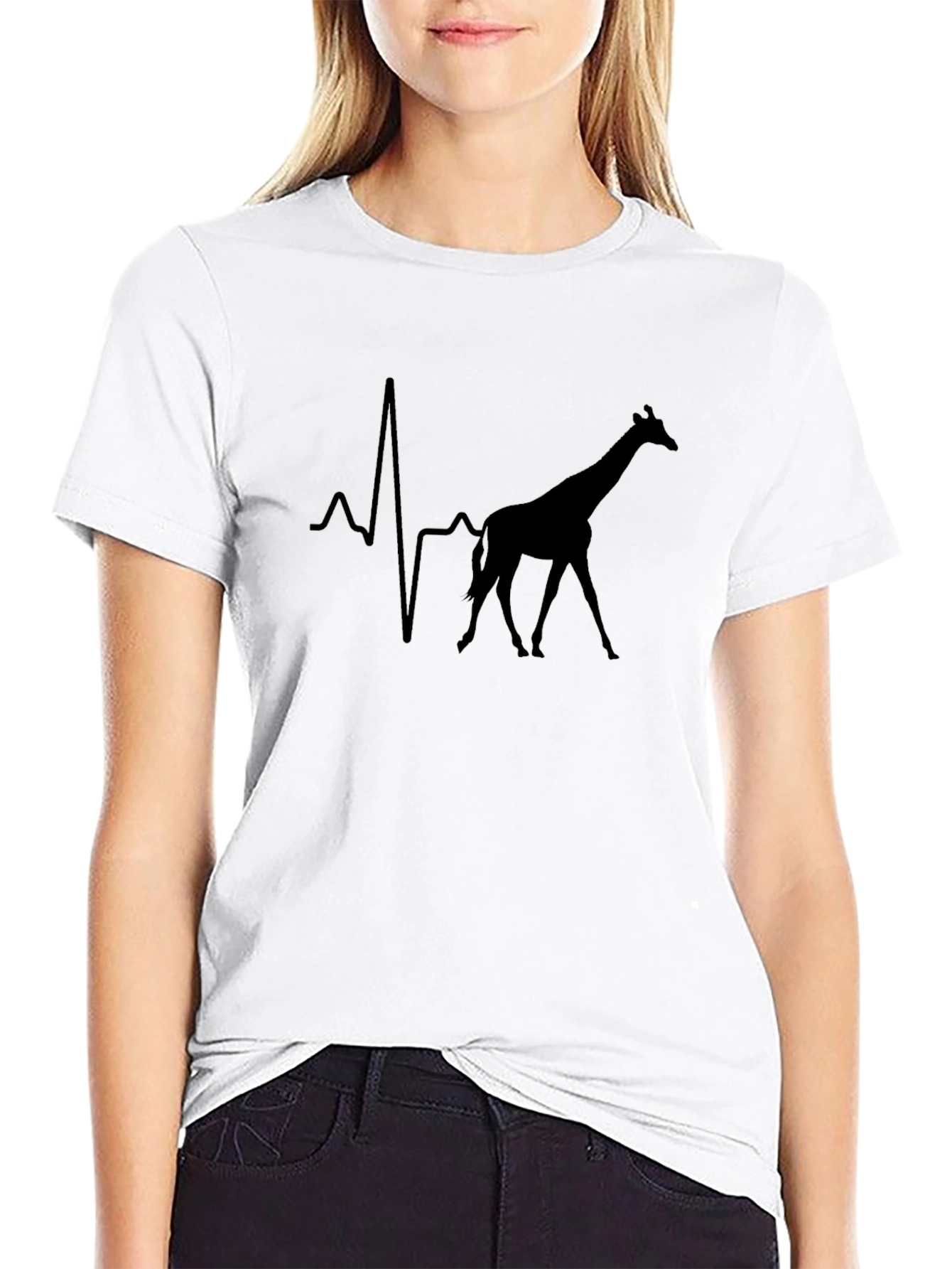 Giraffe Heartbeat Graphic Tee - Unique Animal Lover Shirt