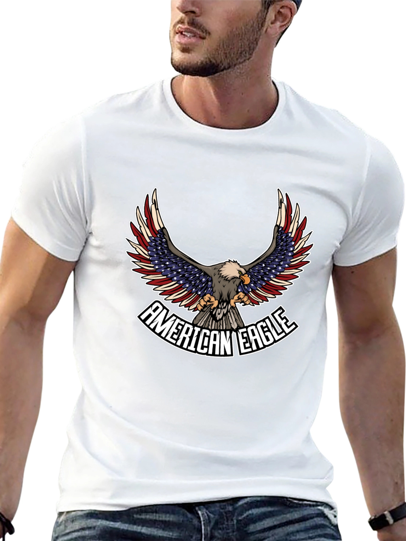 American Eagle Graphic Print Black T-Shirt