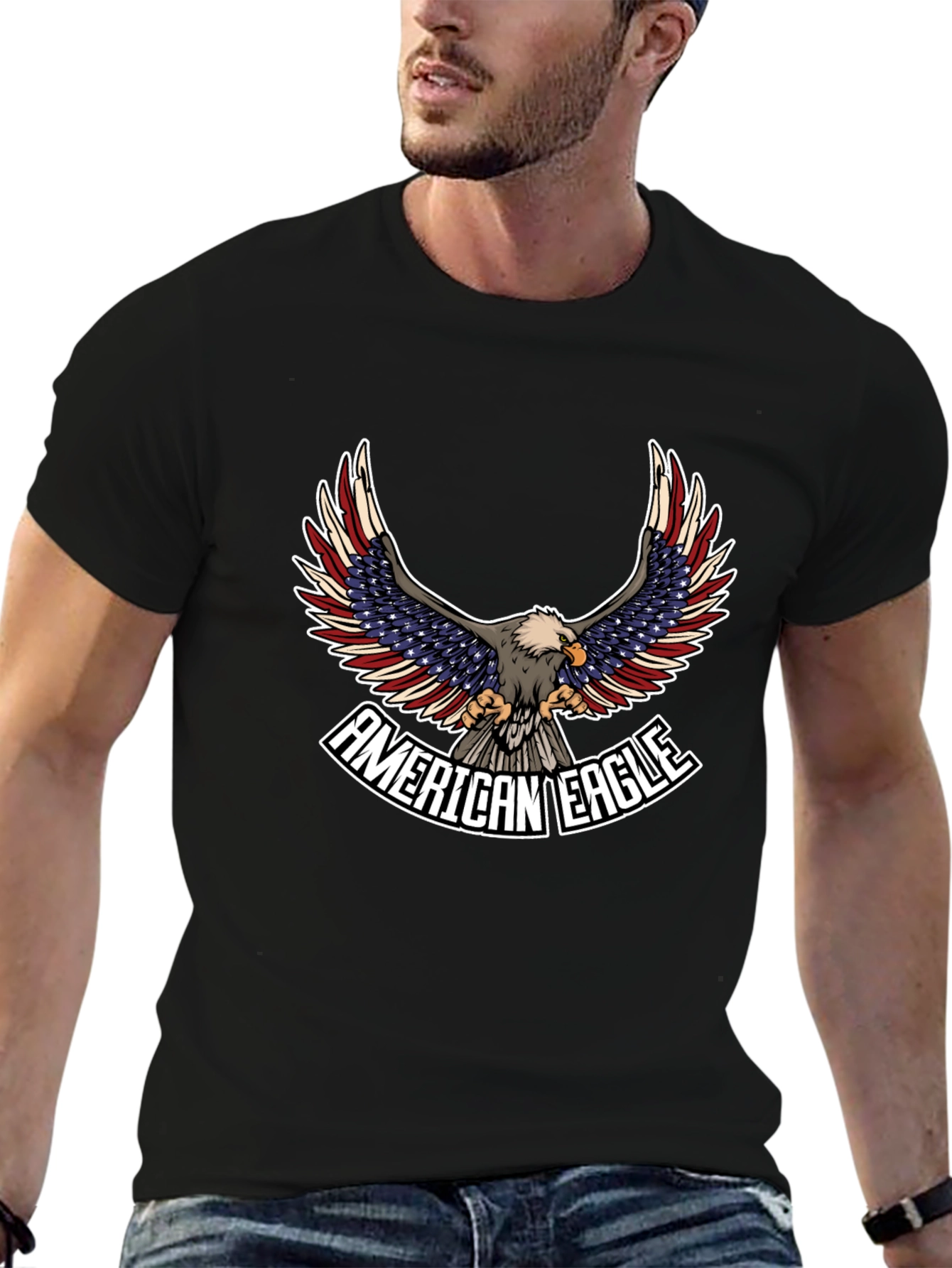 American Eagle Graphic Print Black T-Shirt