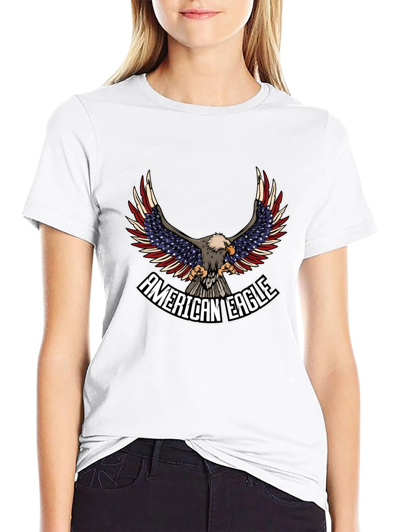 American Eagle Graphic Print Black T-Shirt