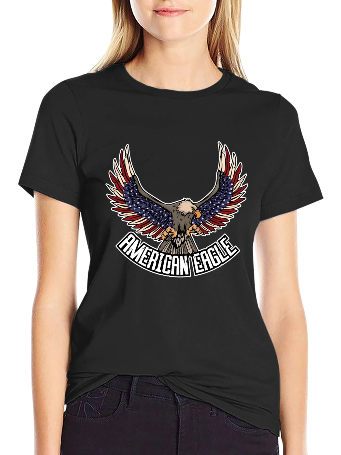 American Eagle Graphic Print Black T-Shirt
