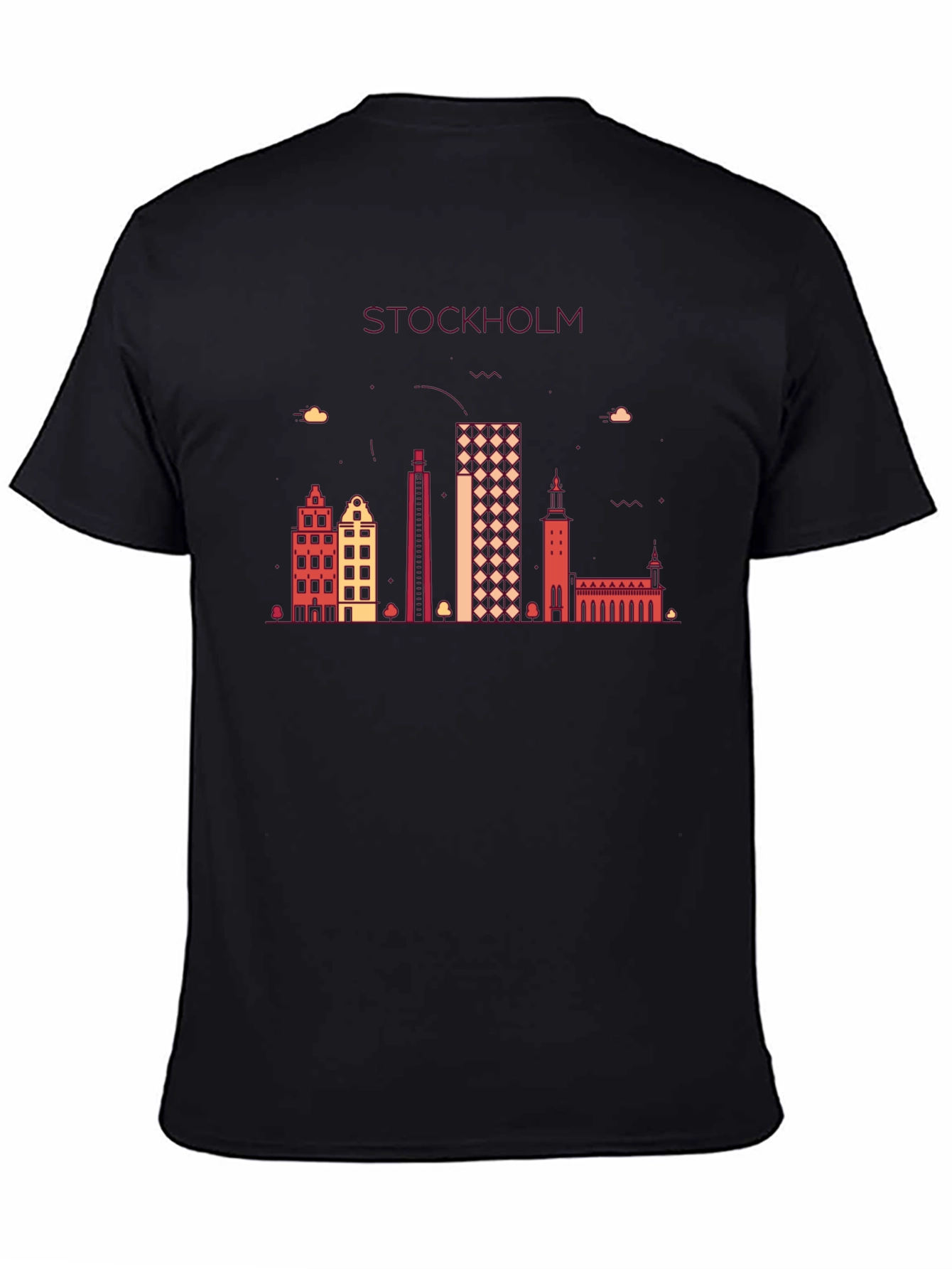 Stockholm Skyline Graphic T-Shirt - Black