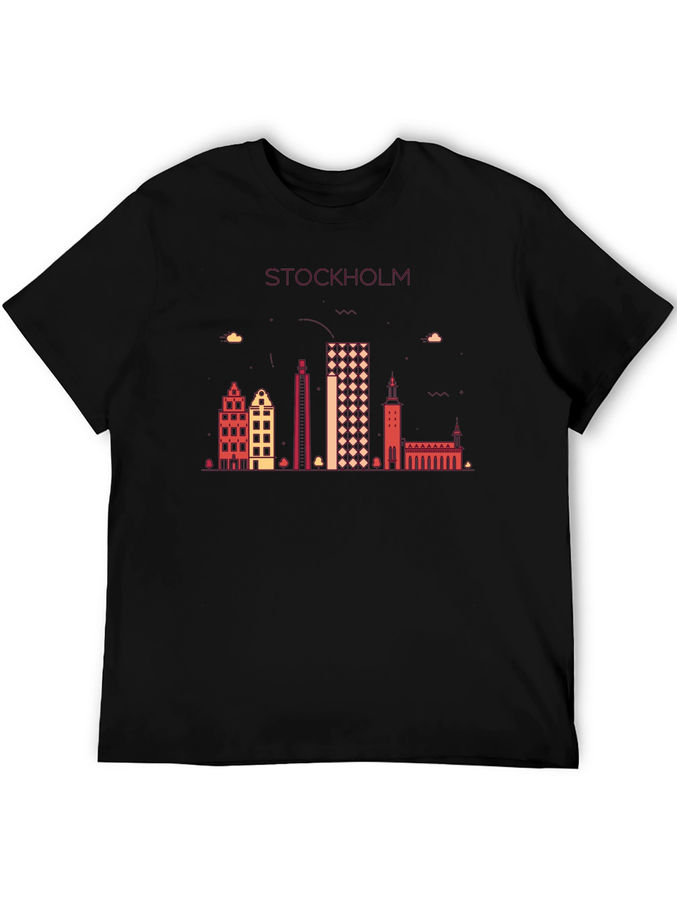 Stockholm Skyline Graphic T-Shirt - Black
