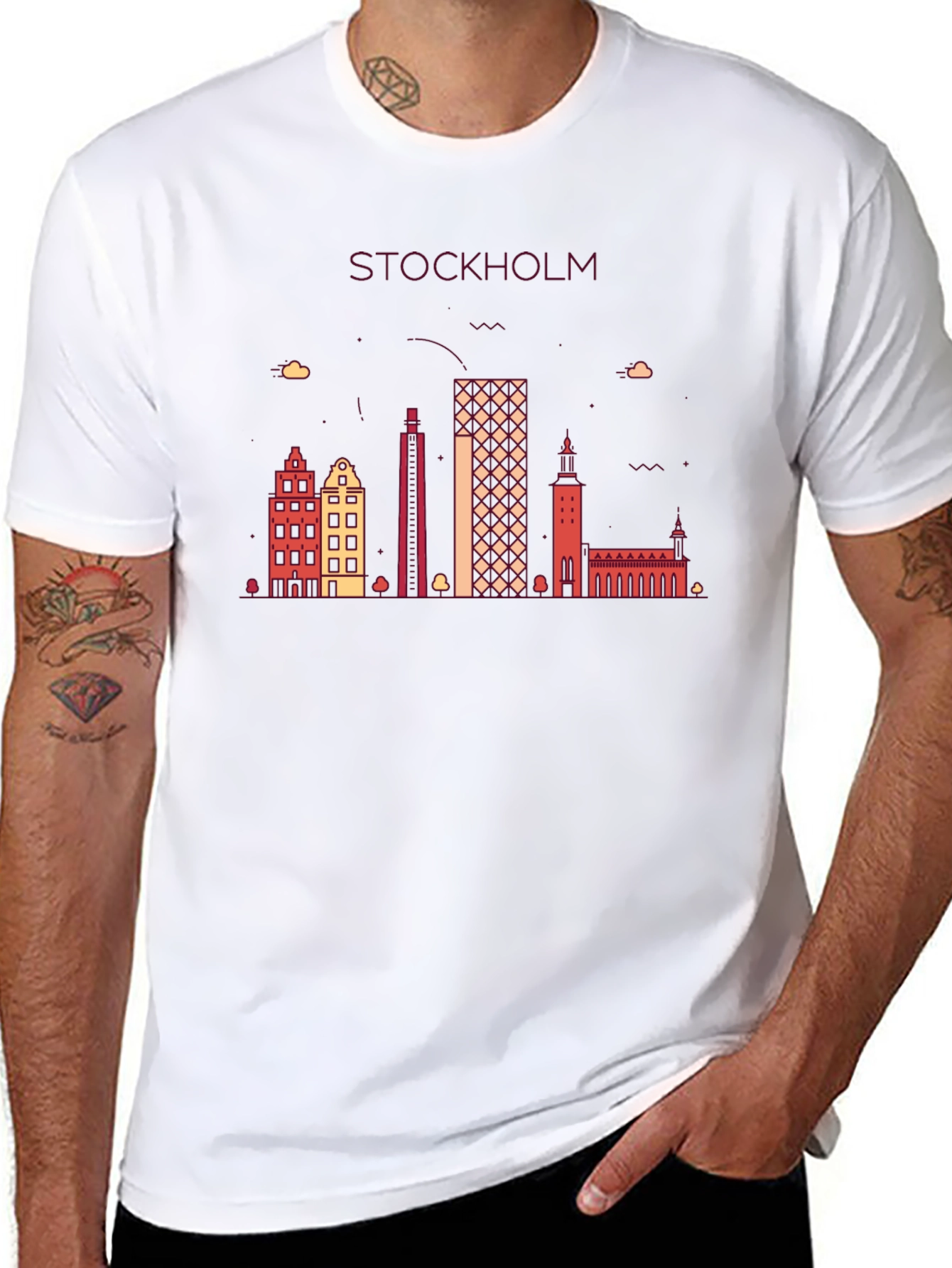 Stockholm Skyline Graphic T-Shirt - Black