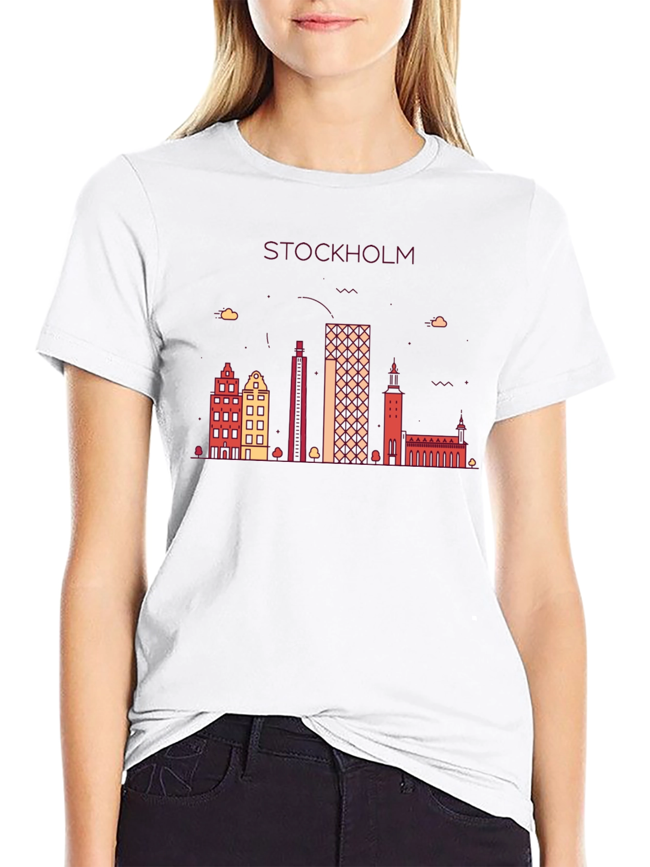 Stockholm Skyline Graphic T-Shirt - Black