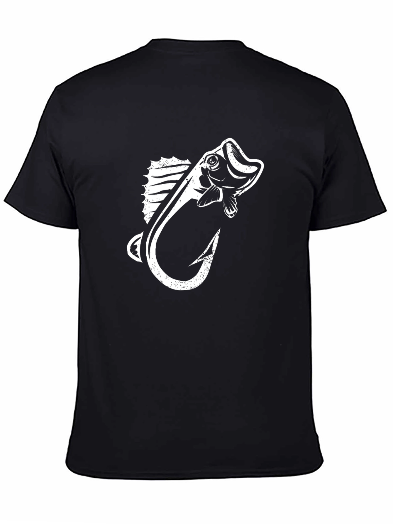 Fishing Hook & Bass Graphic Tee - Black