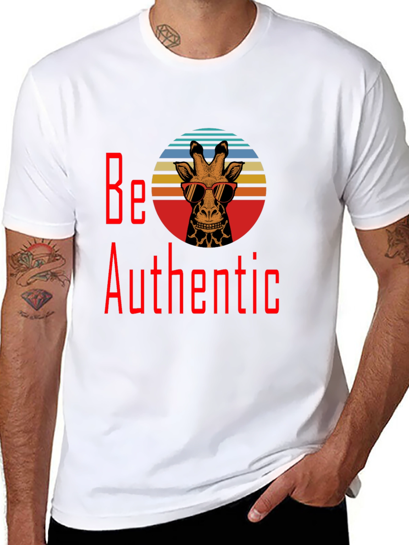 Be Authentic Giraffe Graphic T-Shirt - Black