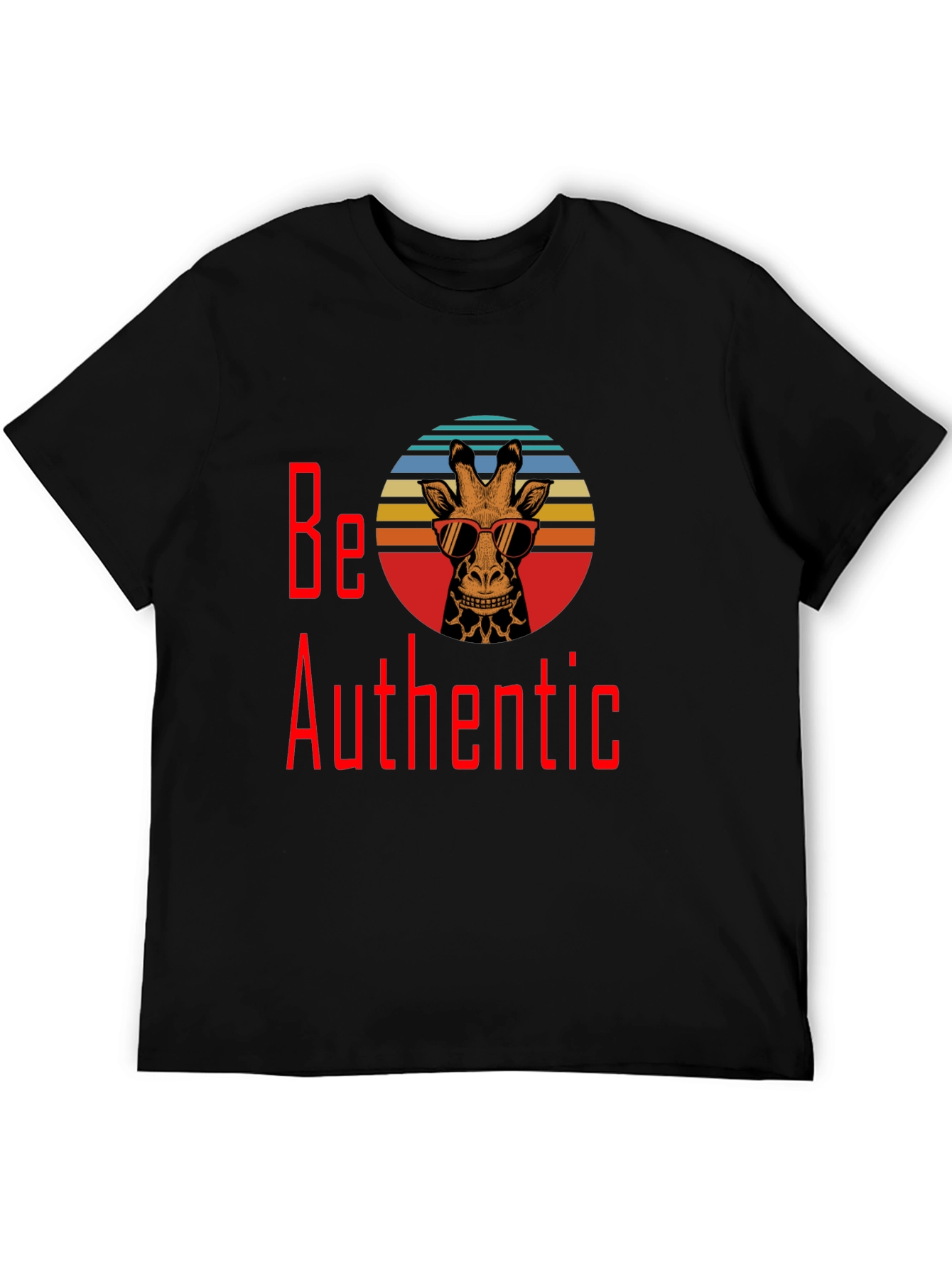 Be Authentic Giraffe Graphic T-Shirt - Black
