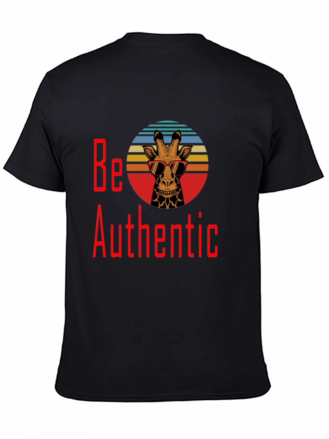 Be Authentic Giraffe Graphic T-Shirt - Black