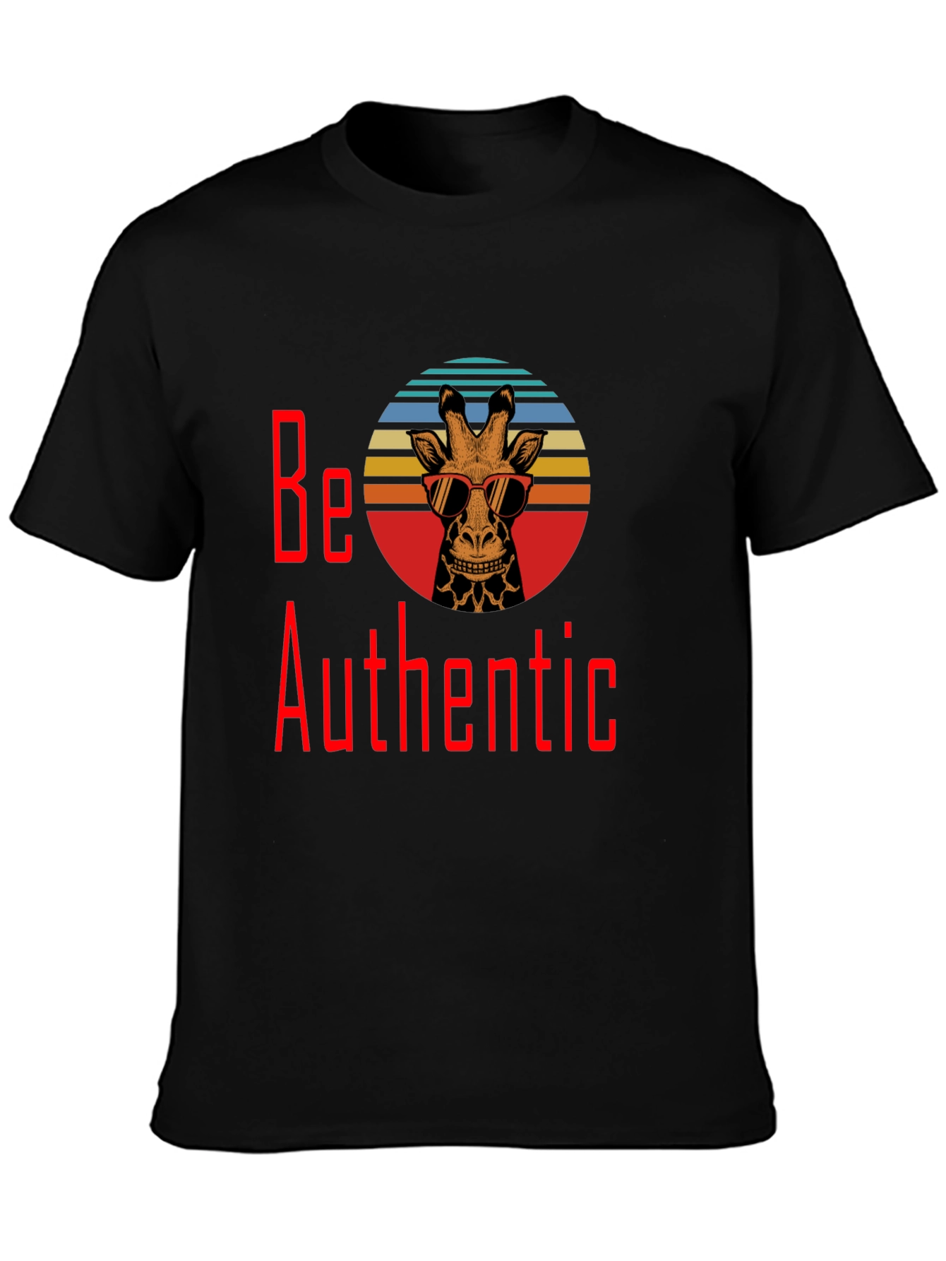 Be Authentic Giraffe Graphic T-Shirt - Black