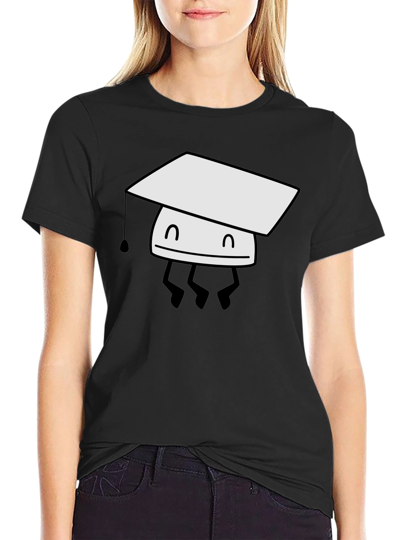 Graduation Bot T-Shirt - Black Cotton Tee