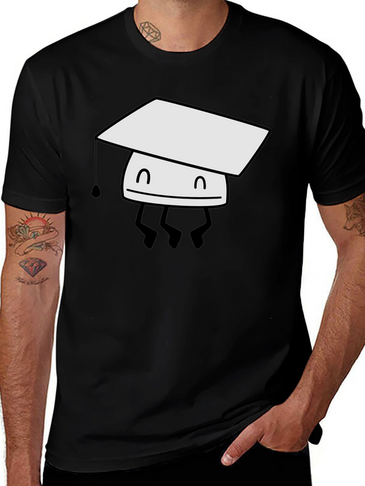Graduation Bot T-Shirt - Black Cotton Tee