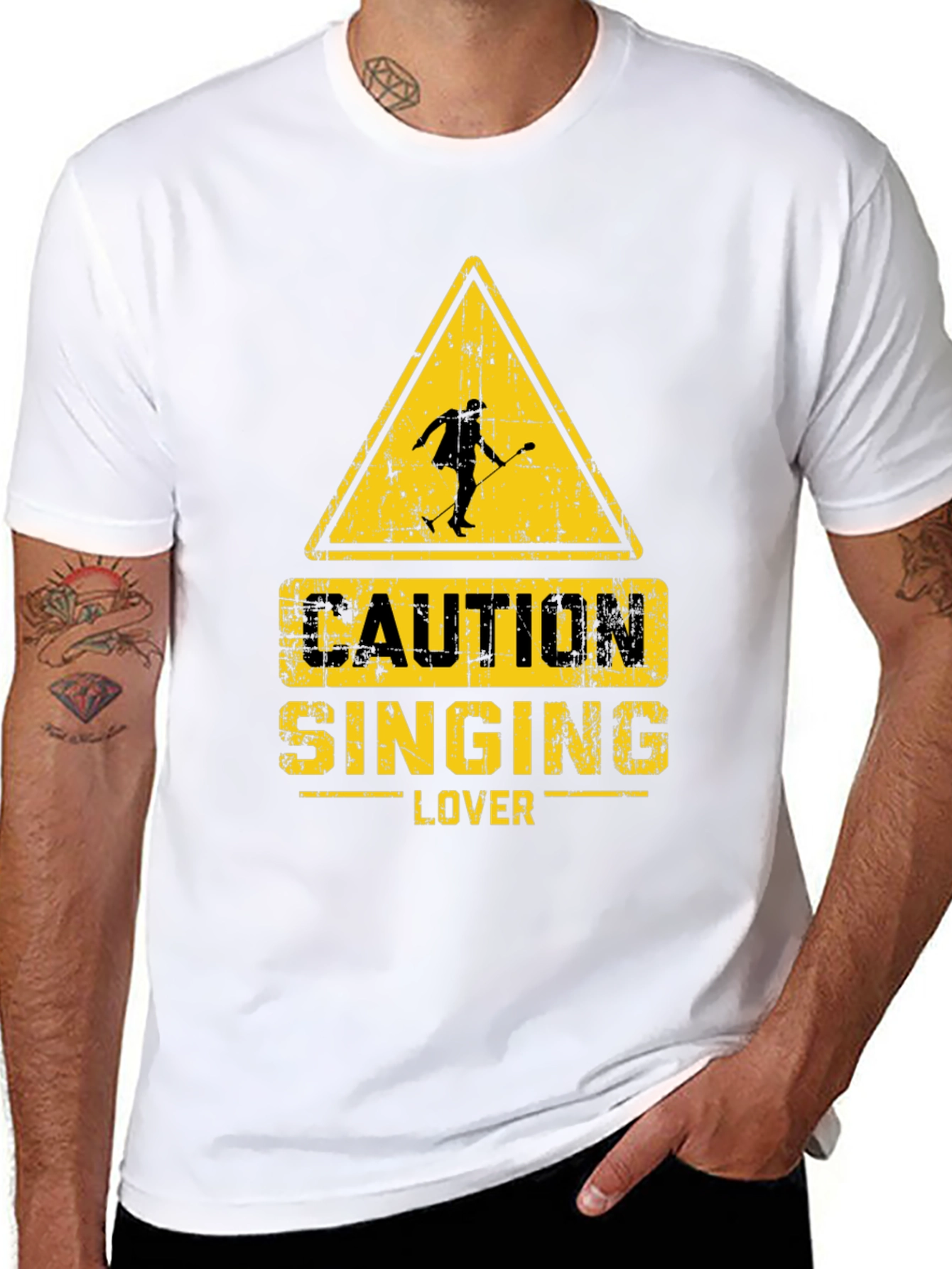Caution Singing Lover Black T-Shirt