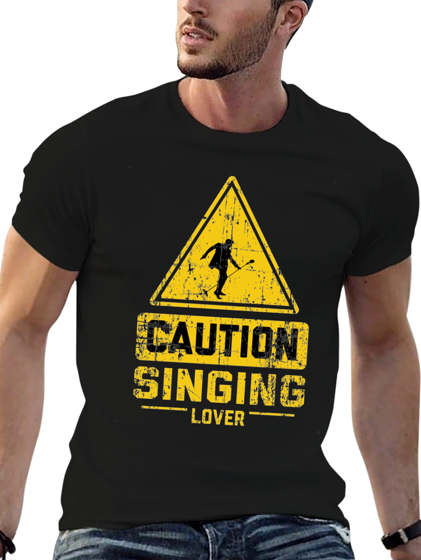 Caution Singing Lover Black T-Shirt