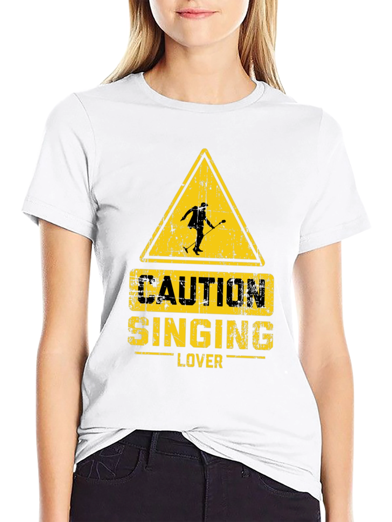 Caution Singing Lover Black T-Shirt