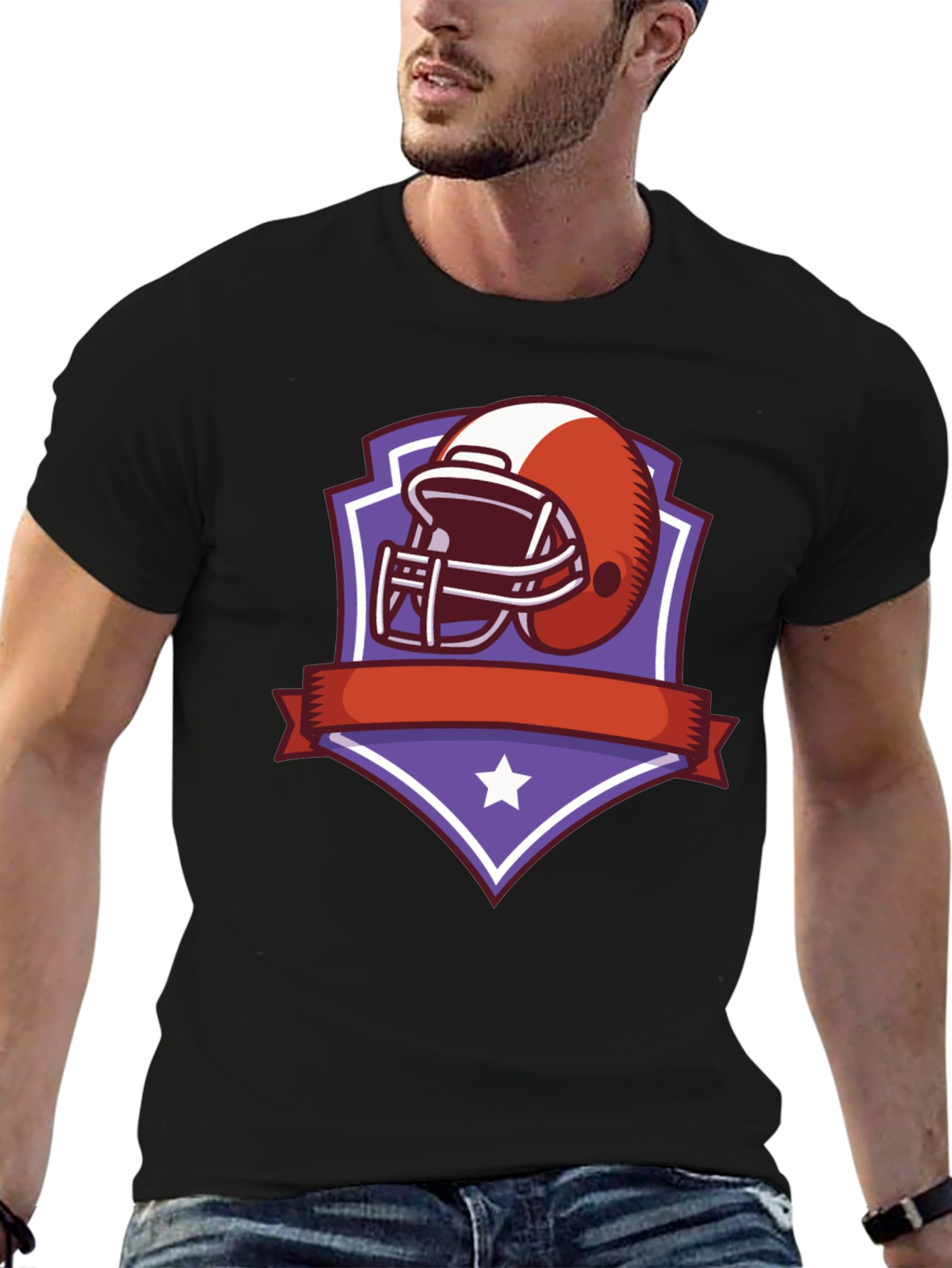 Football Helmet Shield Graphic Tee - Black