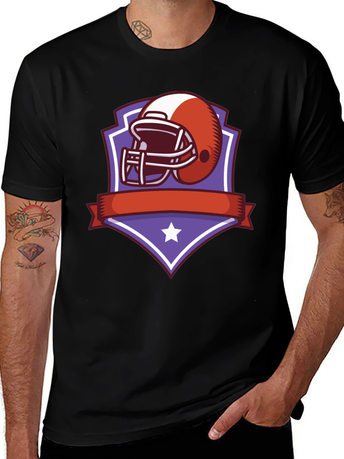 Football Helmet Shield Graphic Tee - Black