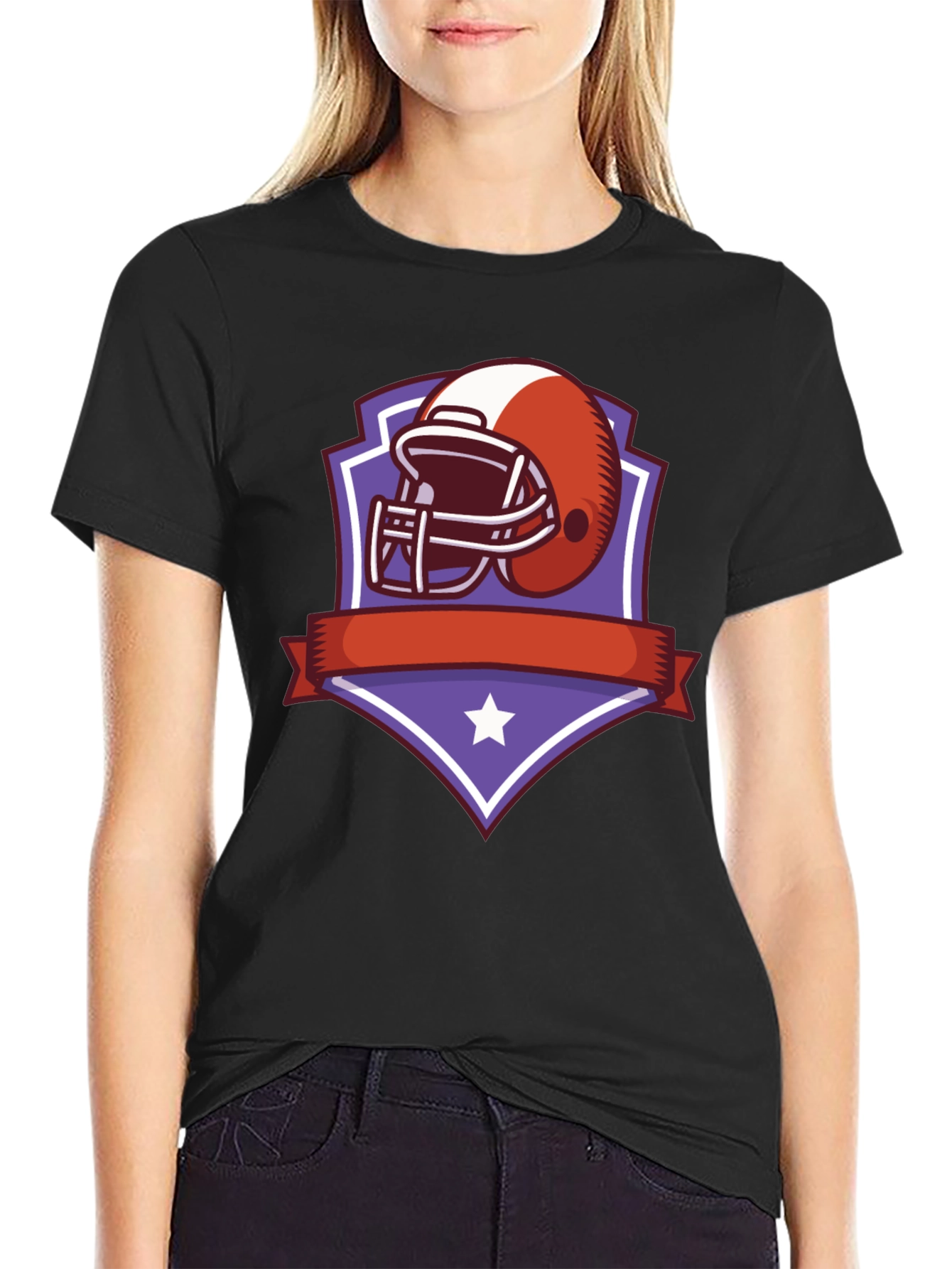 Football Helmet Shield Graphic Tee - Black