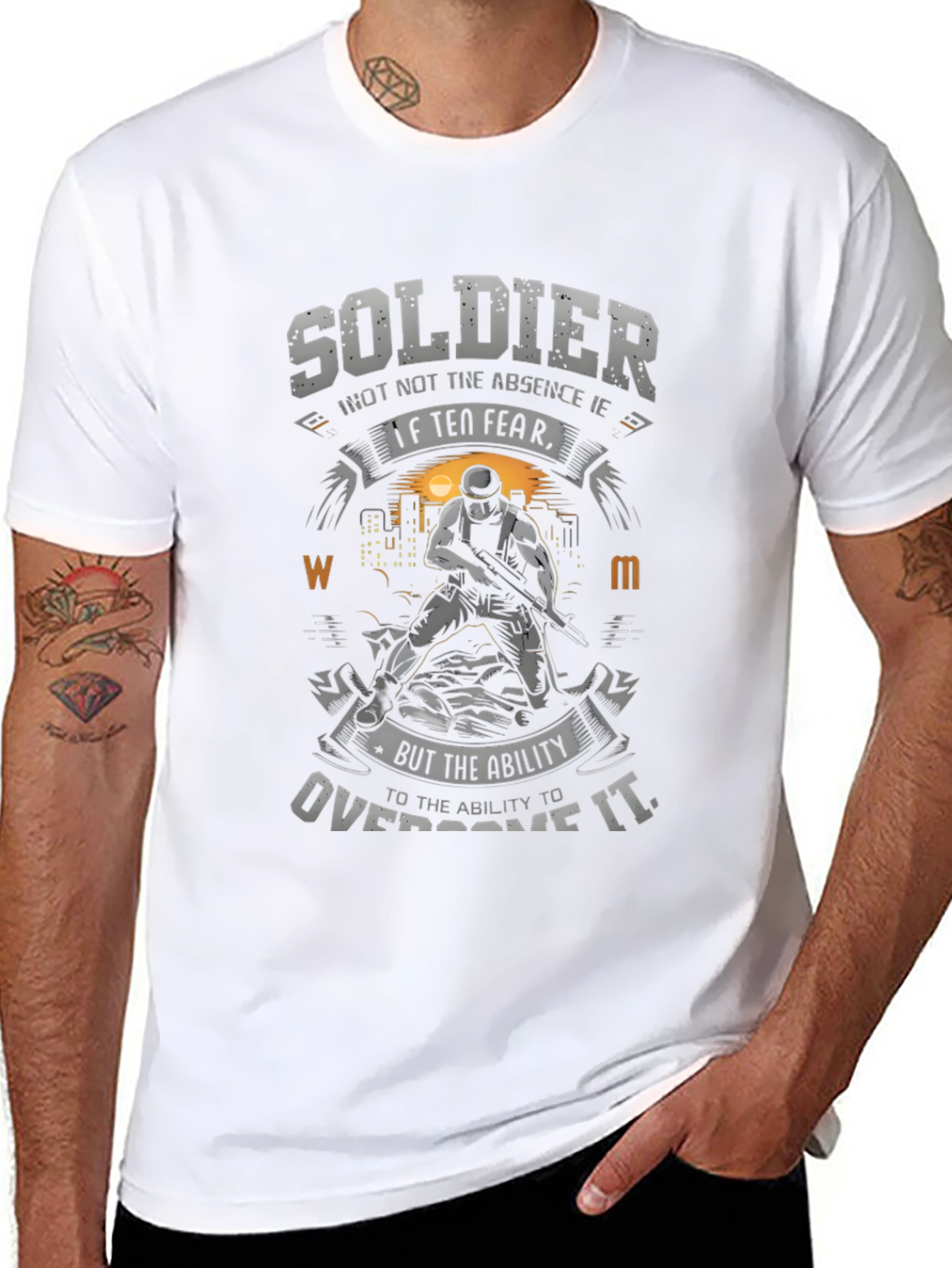 Soldier Graphic Print T-Shirt - Fear Overcome