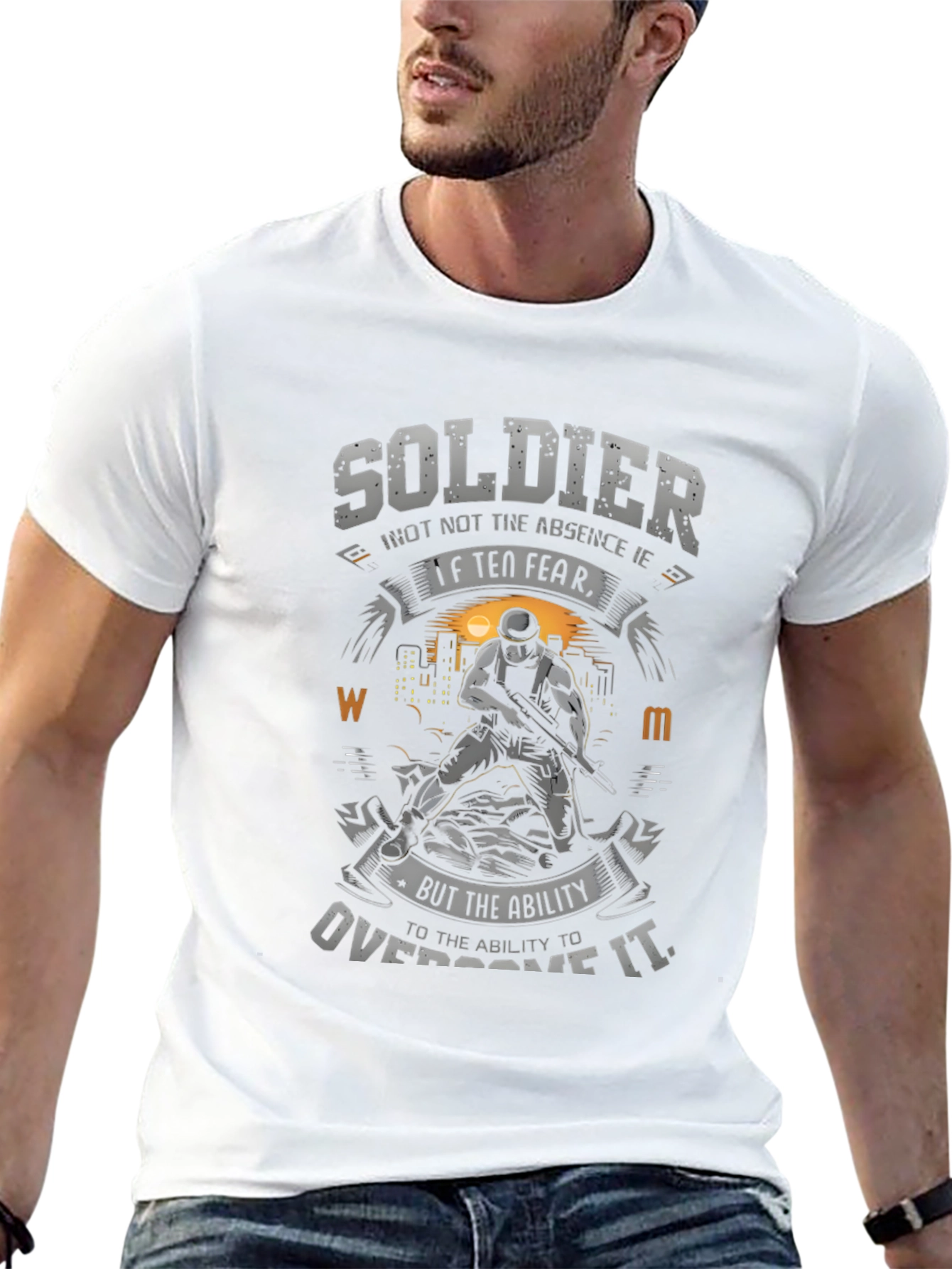 Soldier Graphic Print T-Shirt - Fear Overcome