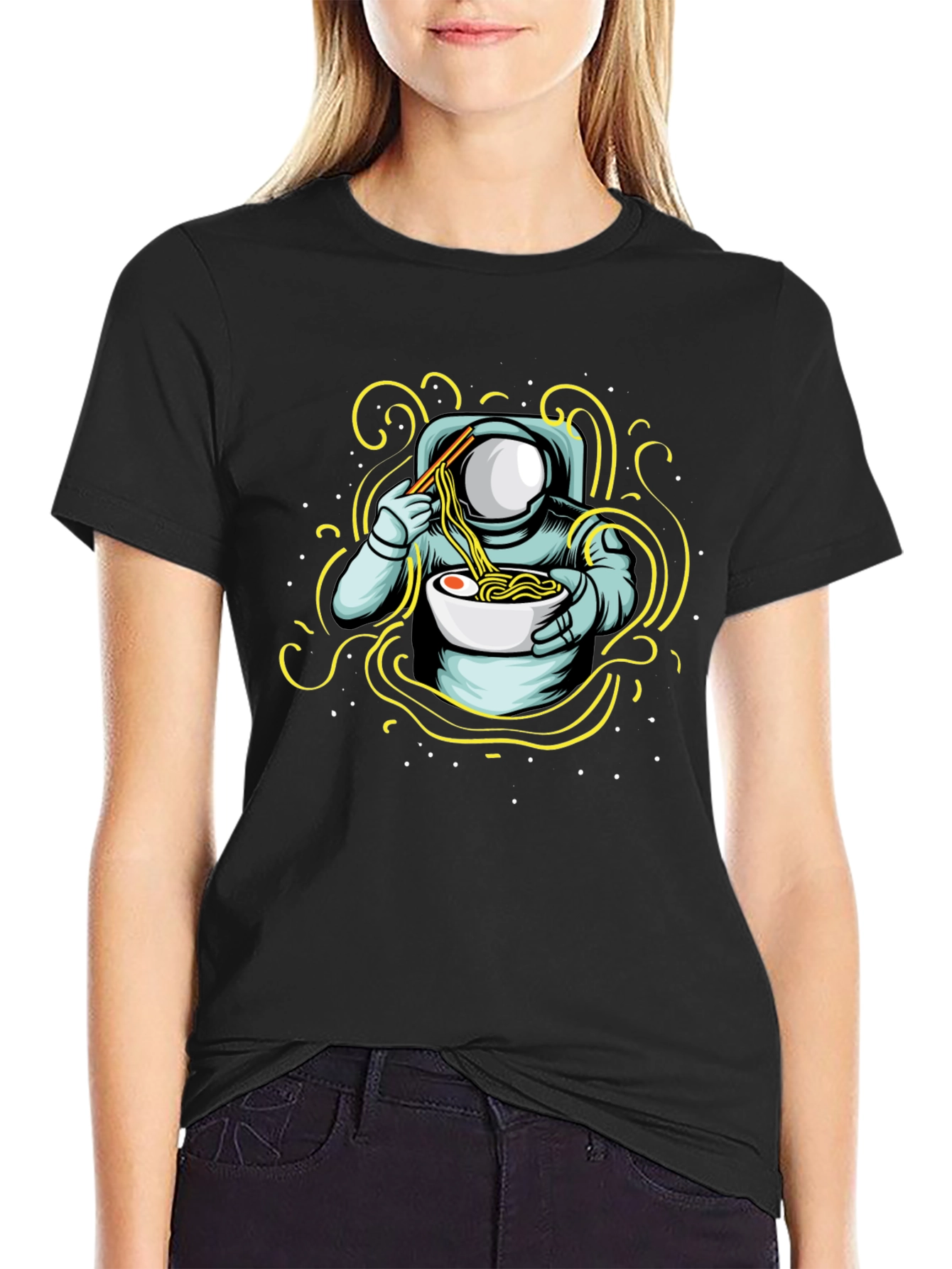Astronaut Ramen Graphic T-Shirt - Cool Space Foodie Tee