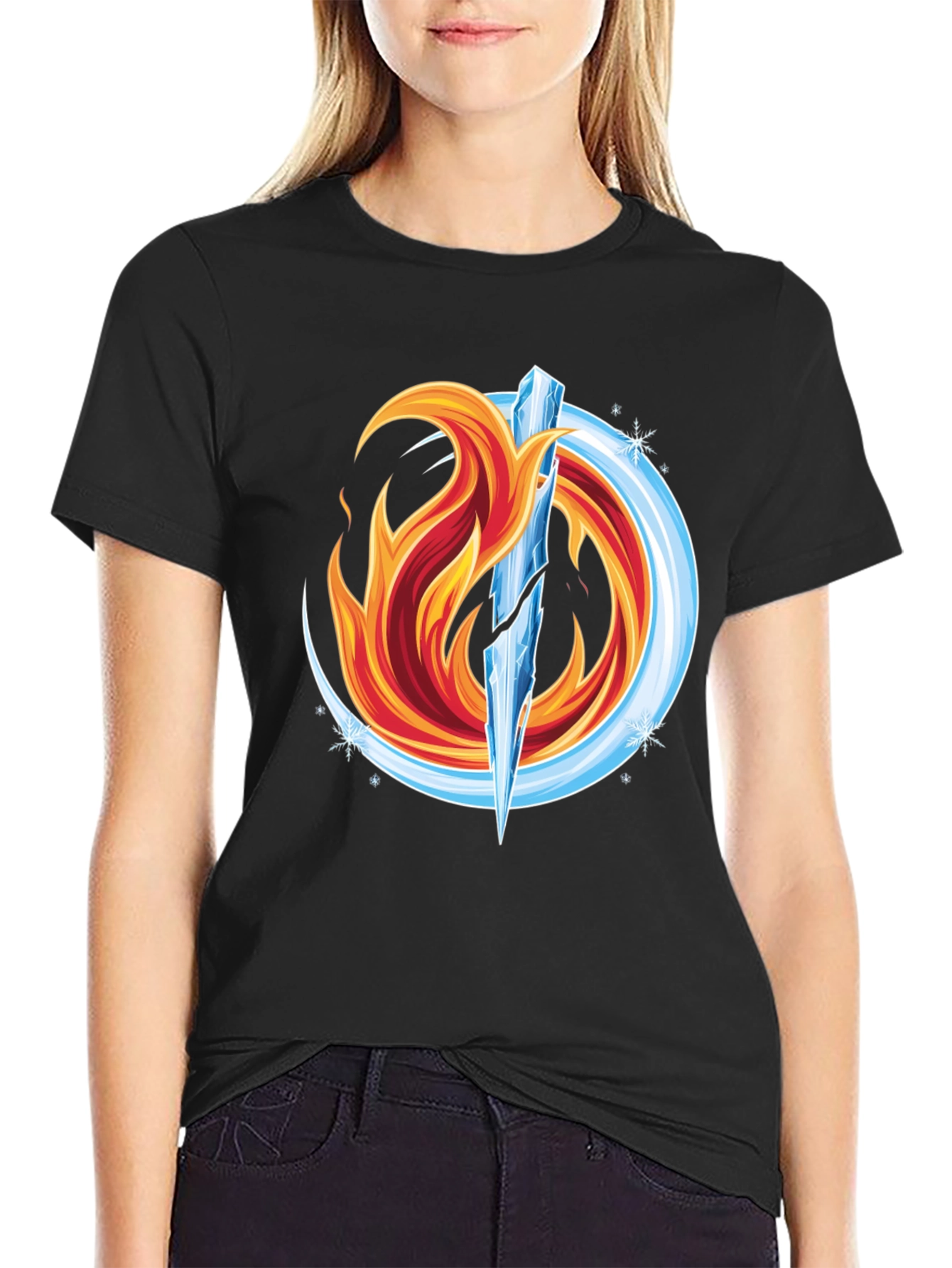 Fire and Ice Graphic Tee - Unique Design