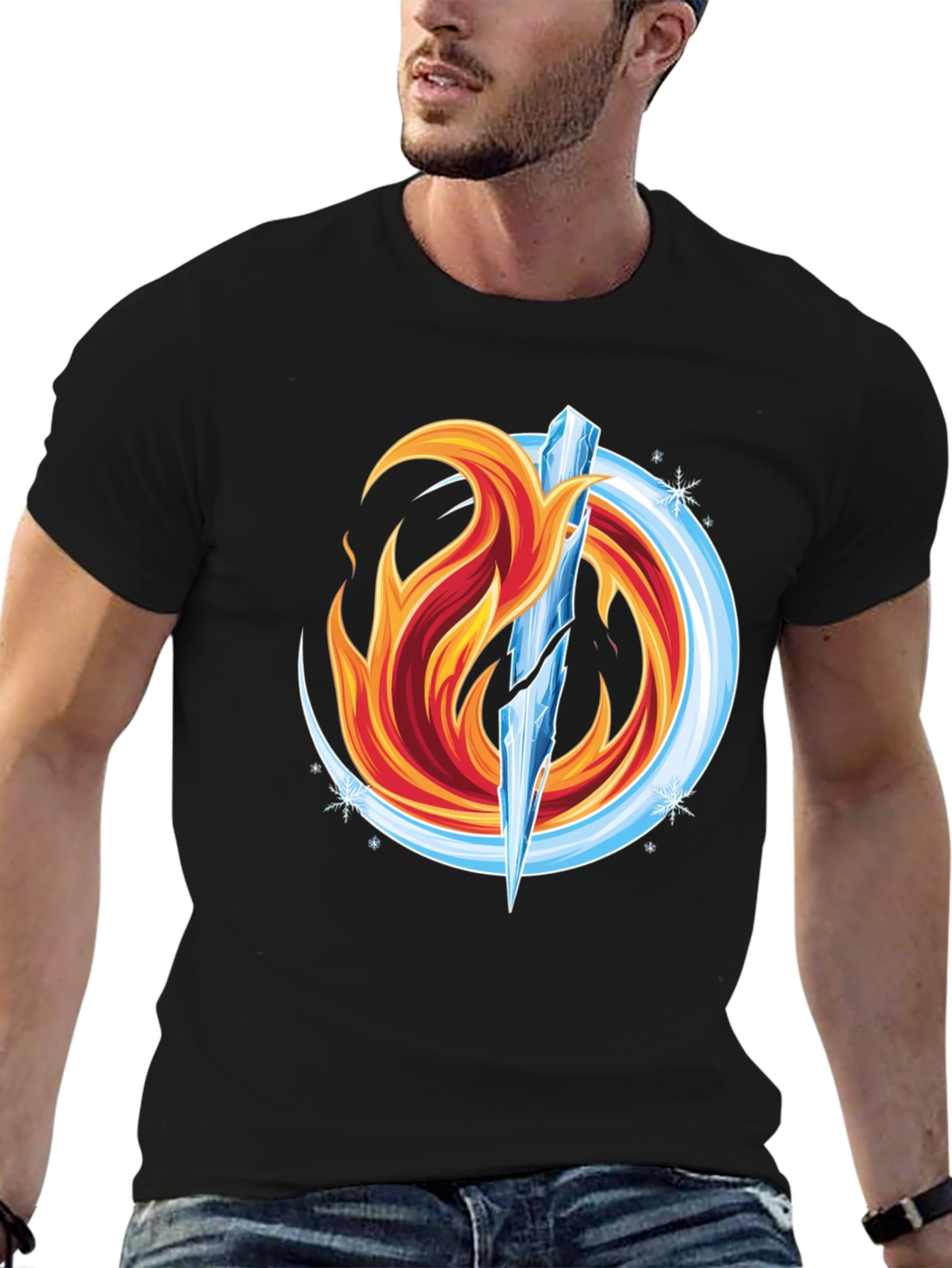 Fire and Ice Graphic Tee - Unique Design