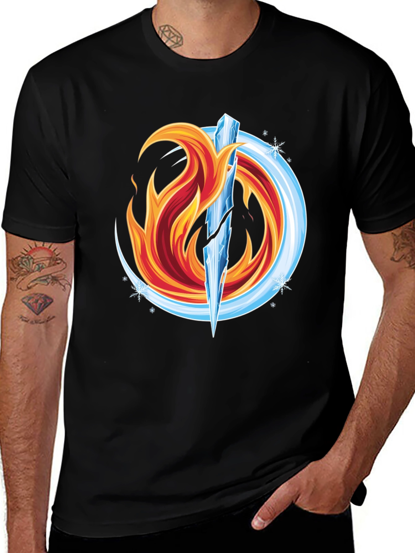 Fire and Ice Graphic Tee - Unique Design