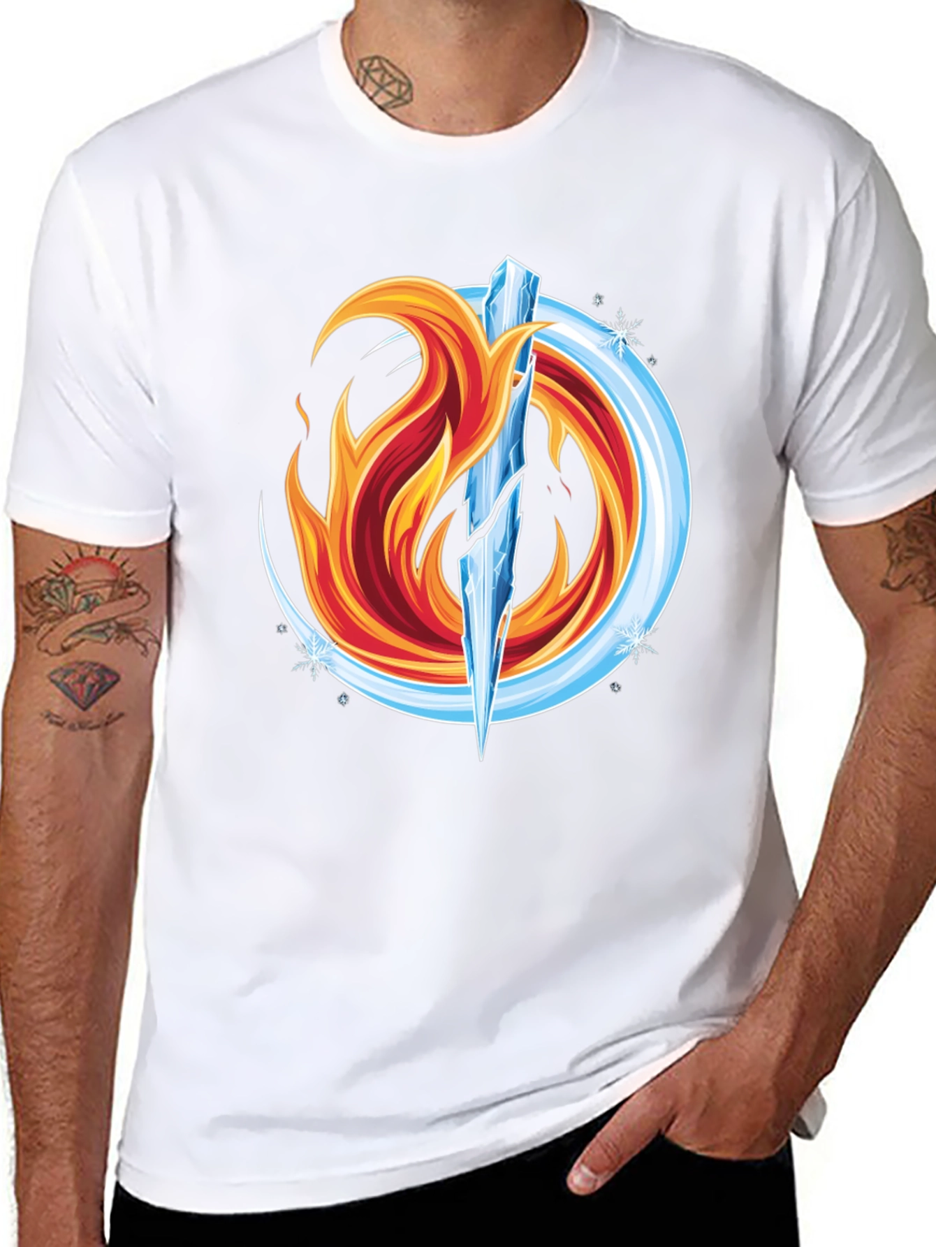 Fire and Ice Graphic Tee - Unique Design