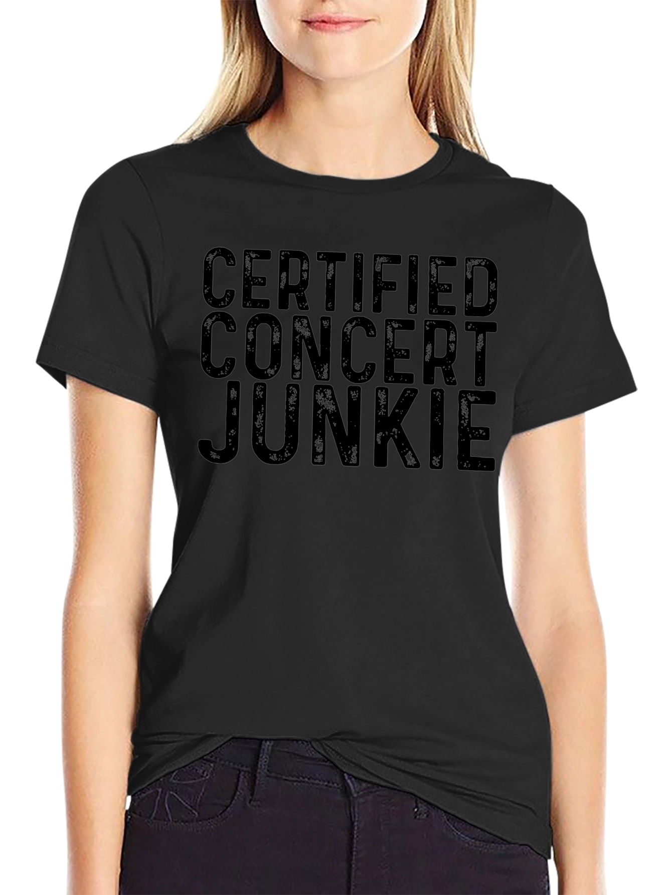 Certified Concert Junkie Black Graphic Tee