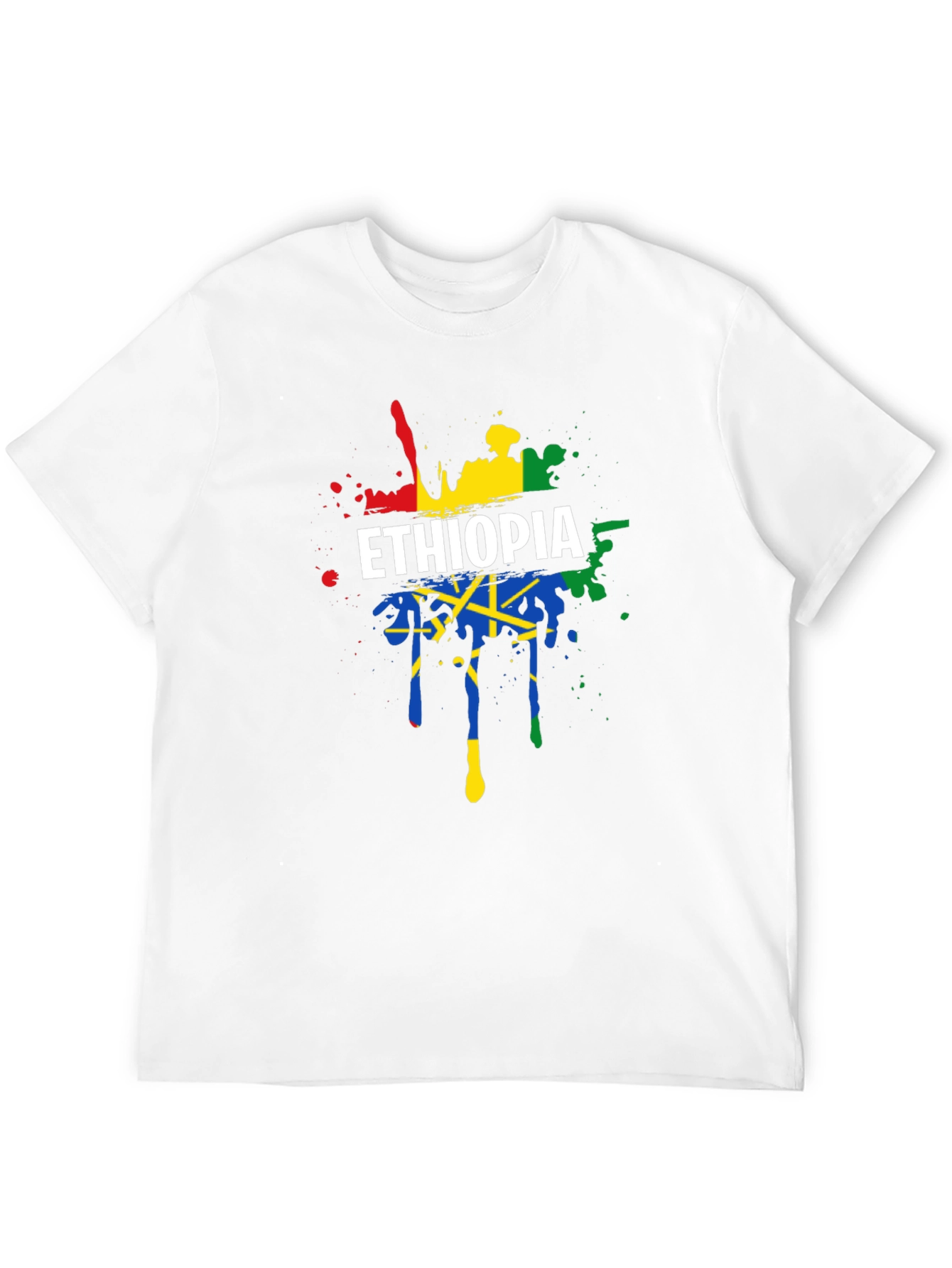 Ethiopia Flag Splatter Graphic Tee - Black