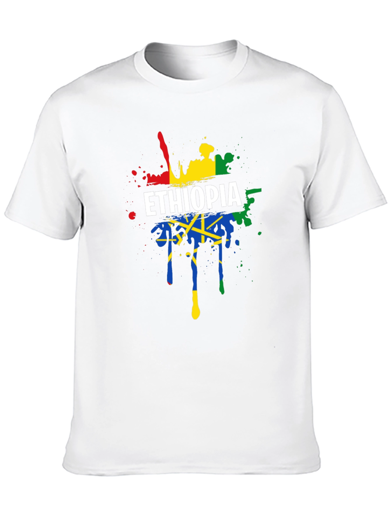 Ethiopia Flag Splatter Graphic Tee - Black