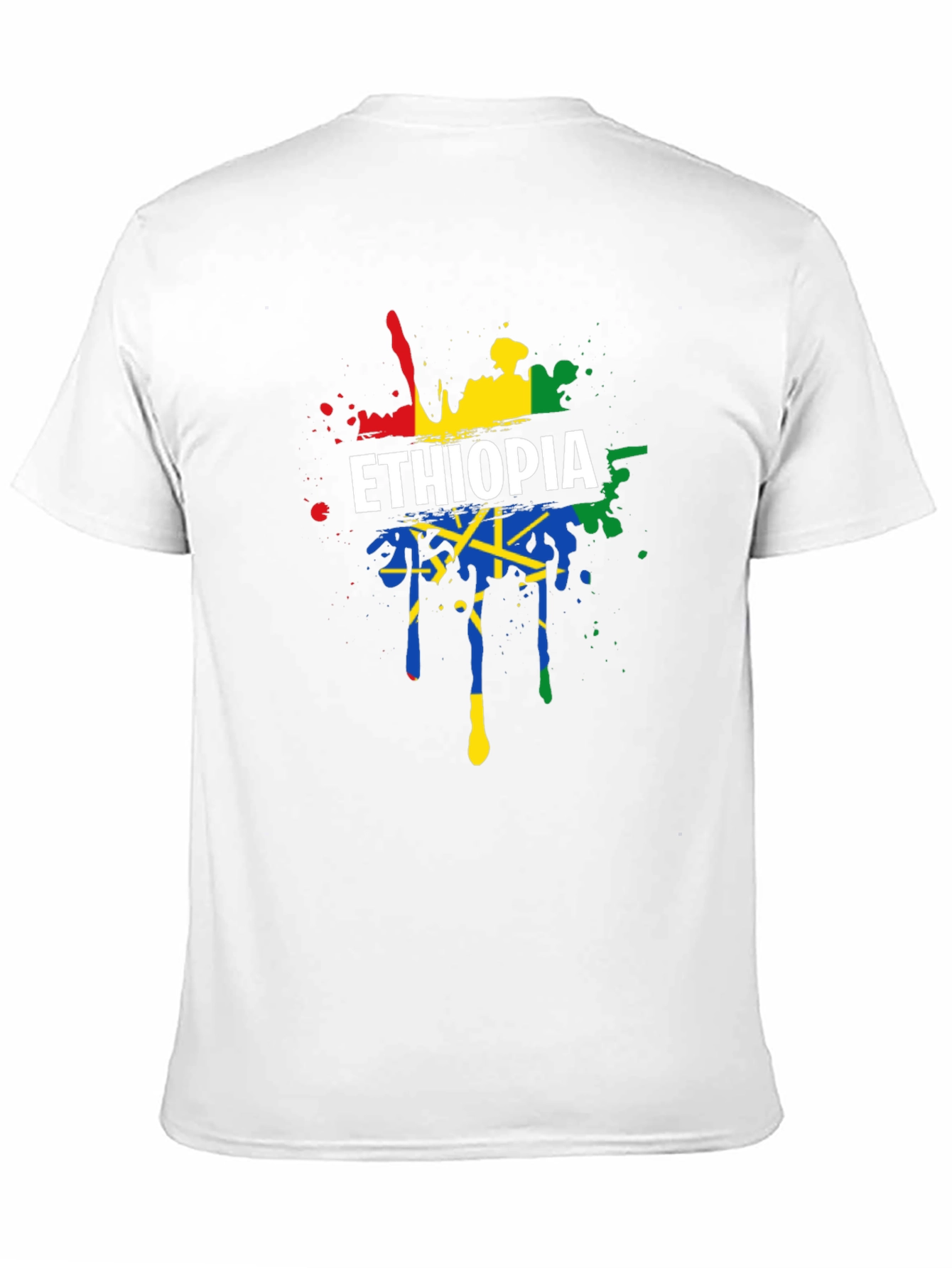 Ethiopia Flag Splatter Graphic Tee - Black