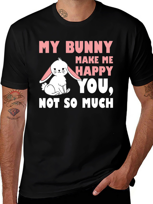 My Bunny Makes Me Happy Mens Black T-Shirt