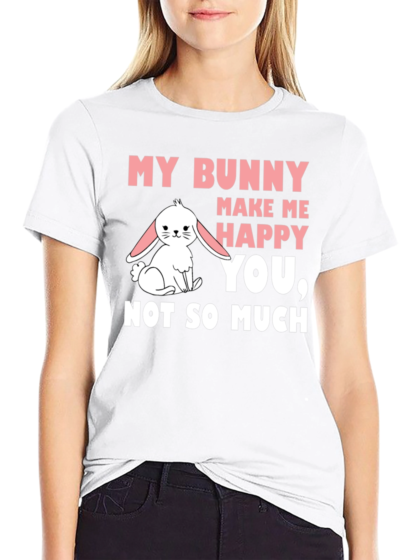 My Bunny Makes Me Happy Mens Black T-Shirt