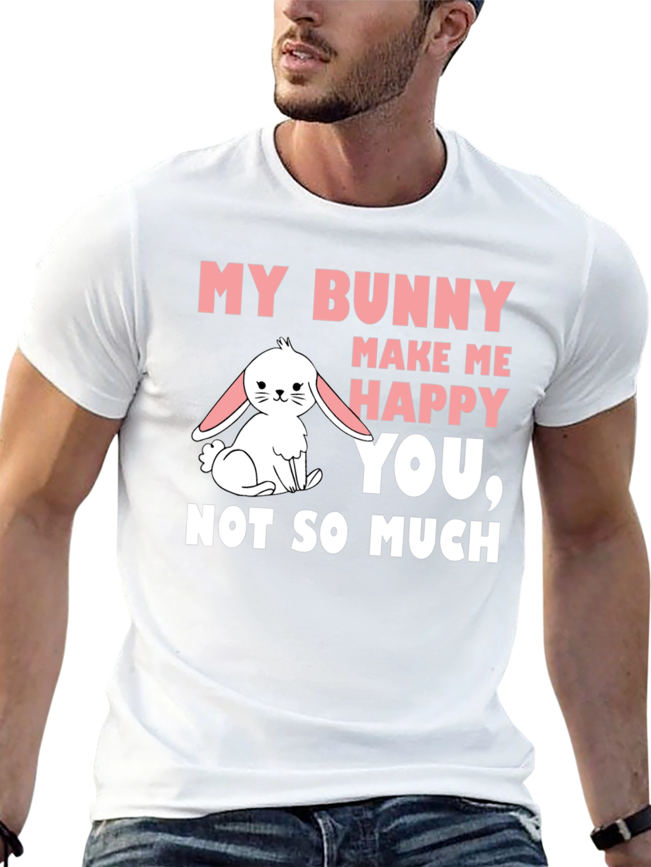 My Bunny Makes Me Happy Mens Black T-Shirt