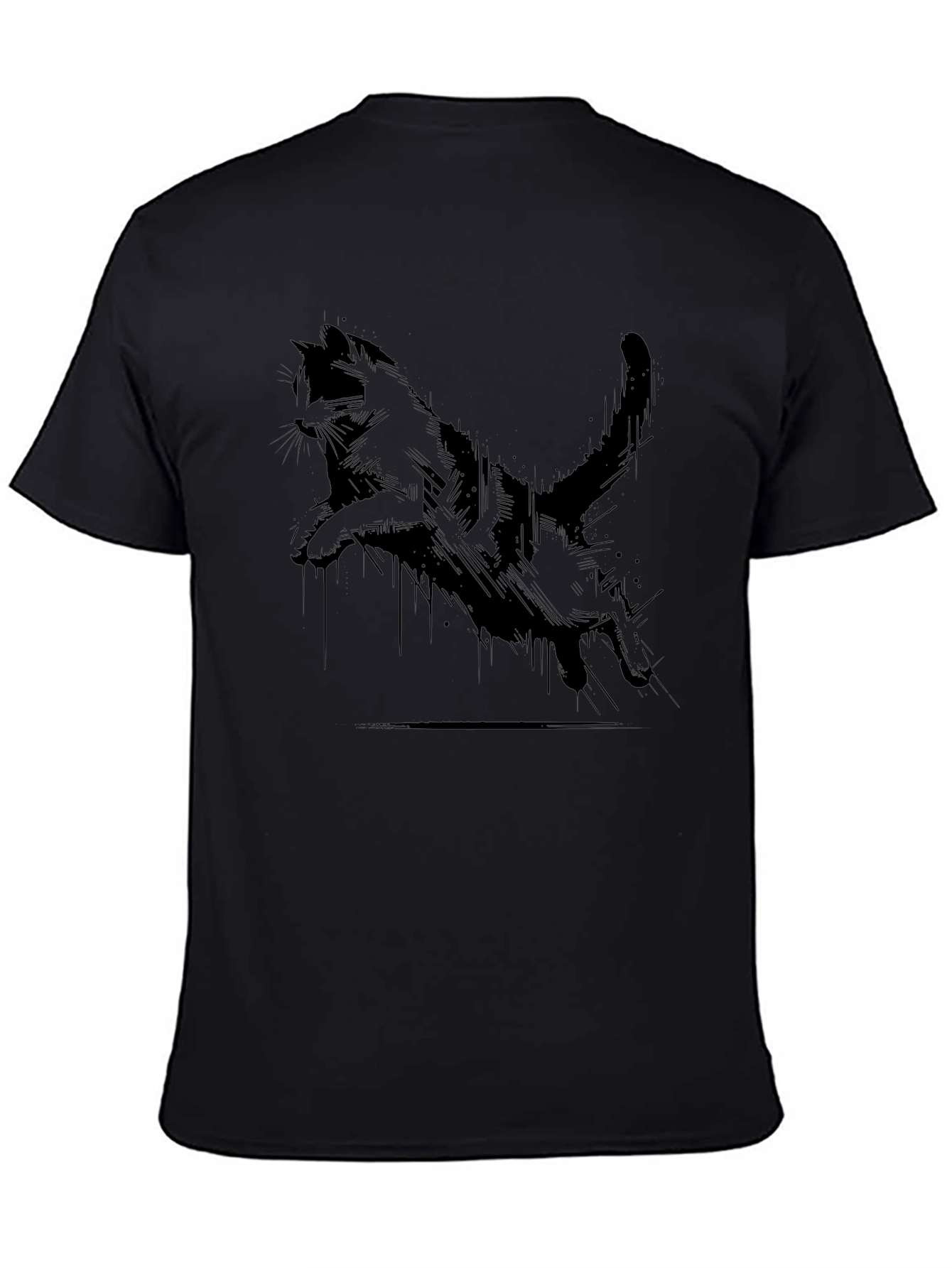 Cool Cat Print Black T-Shirt