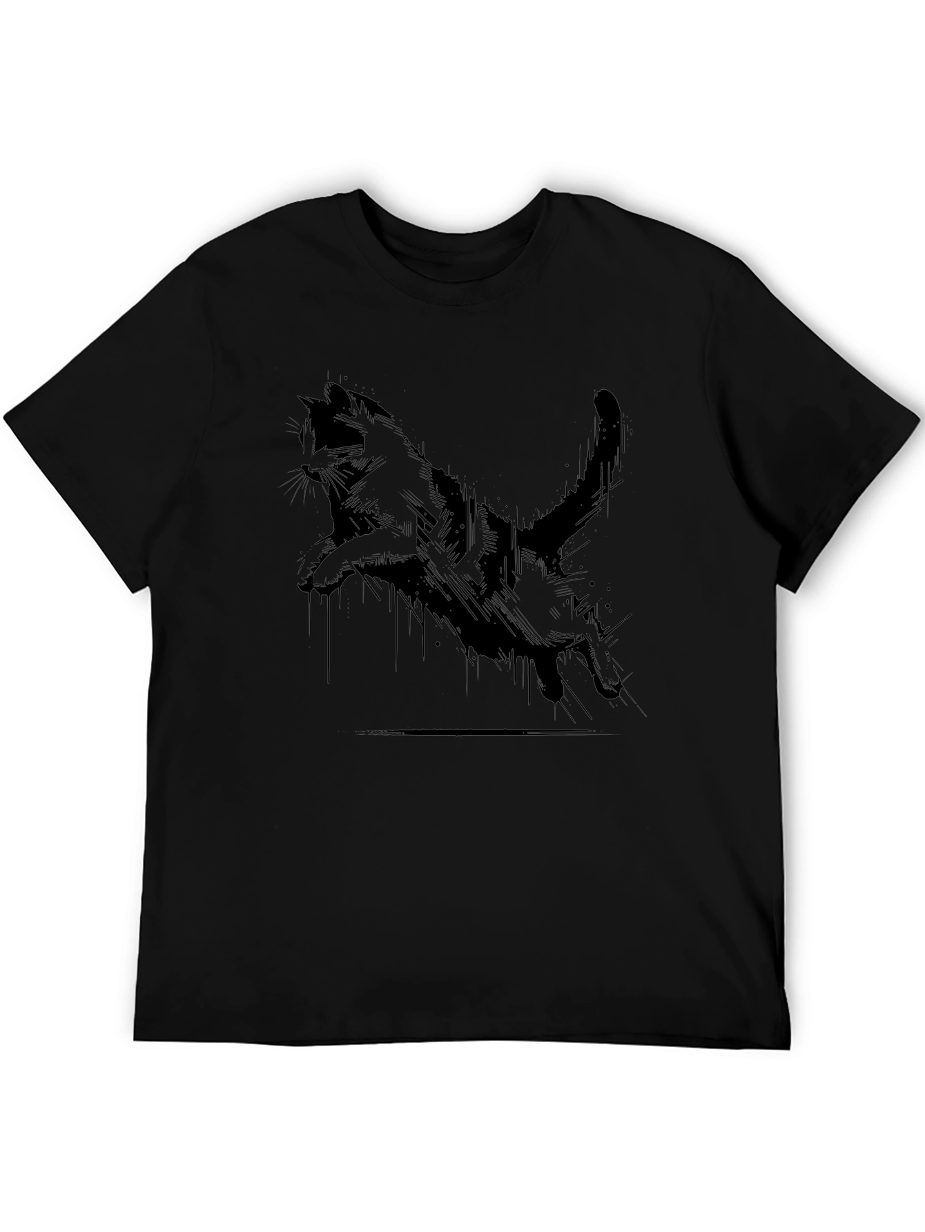 Cool Cat Print Black T-Shirt