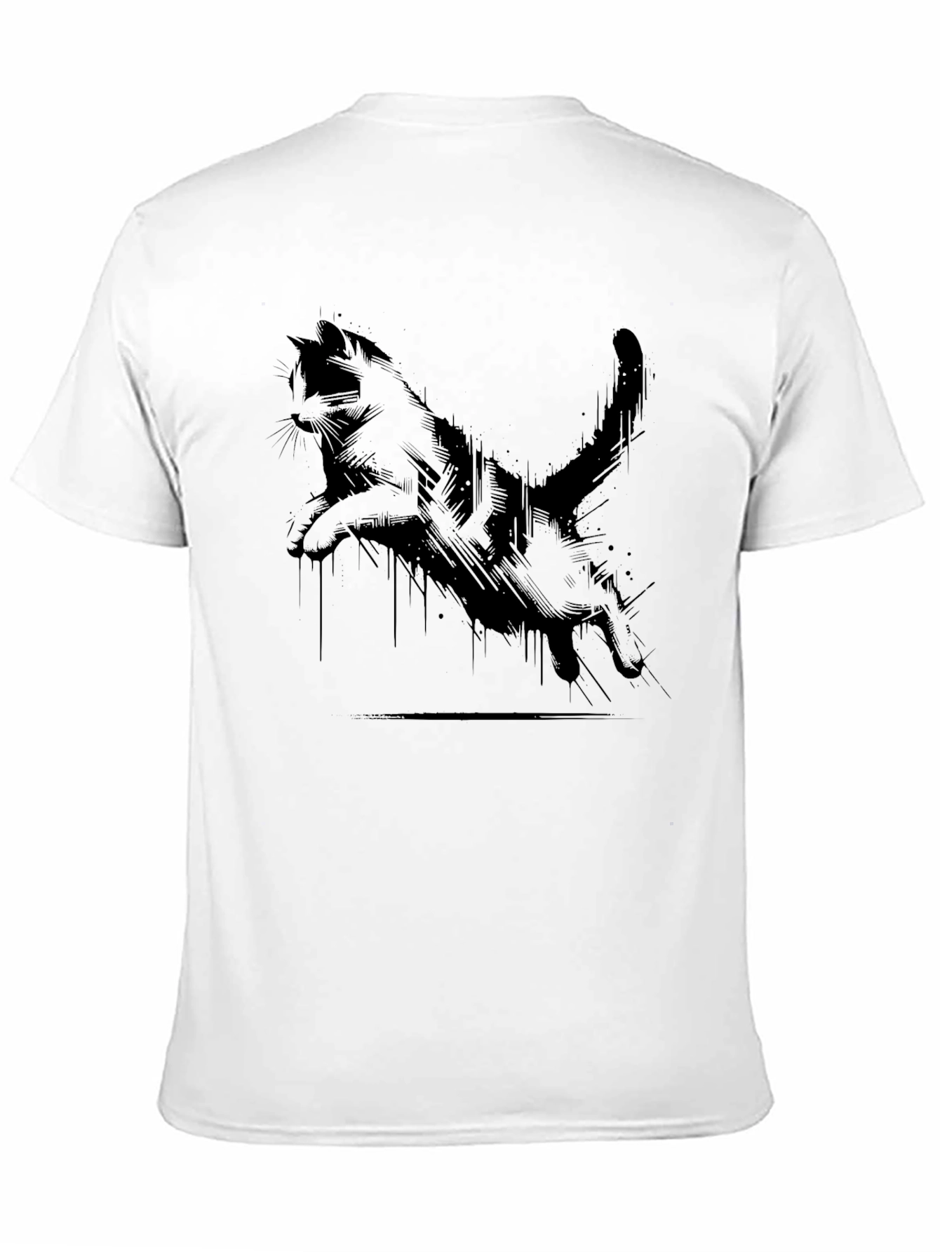 Cool Cat Print Black T-Shirt