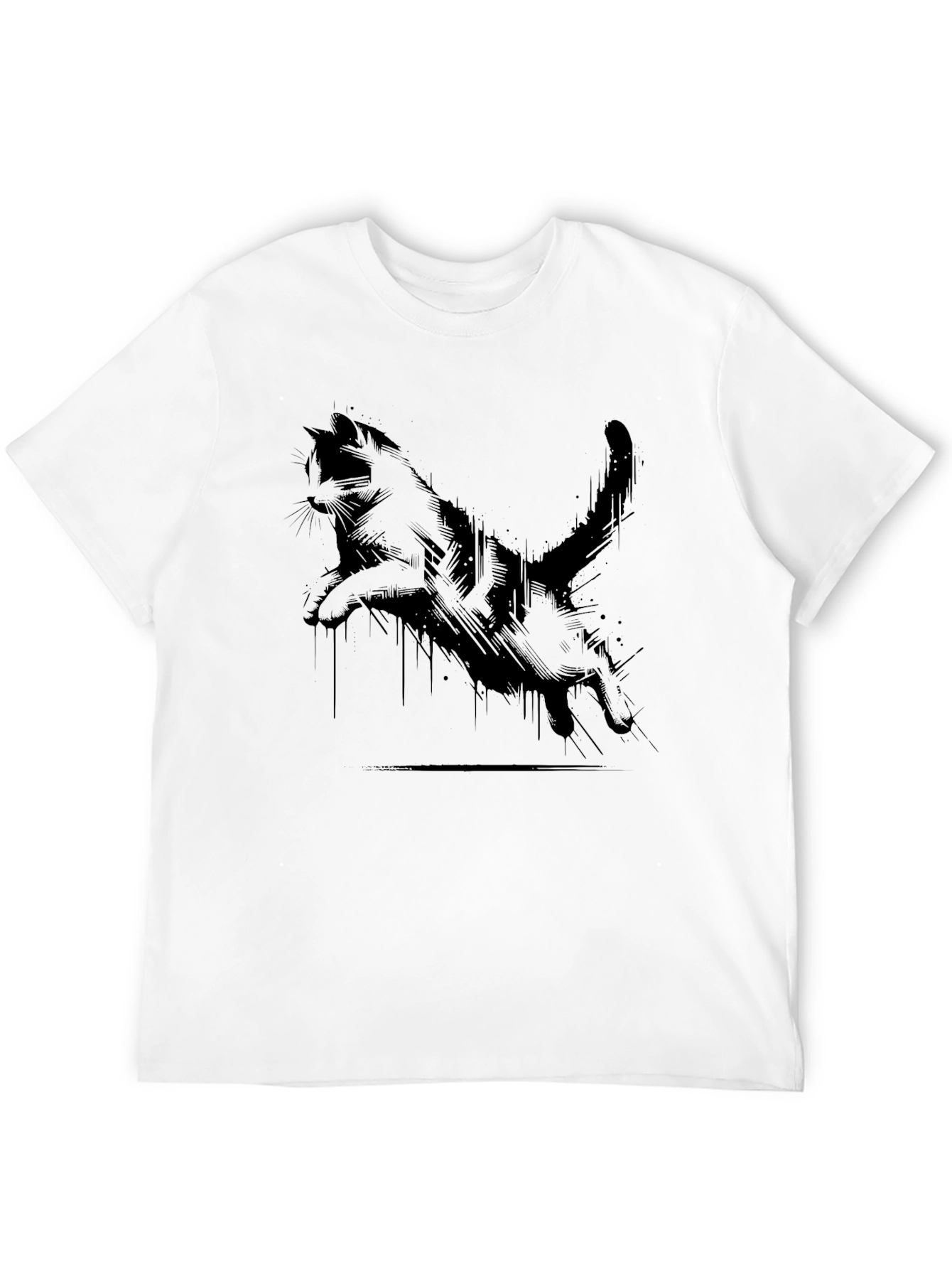 Cool Cat Print Black T-Shirt