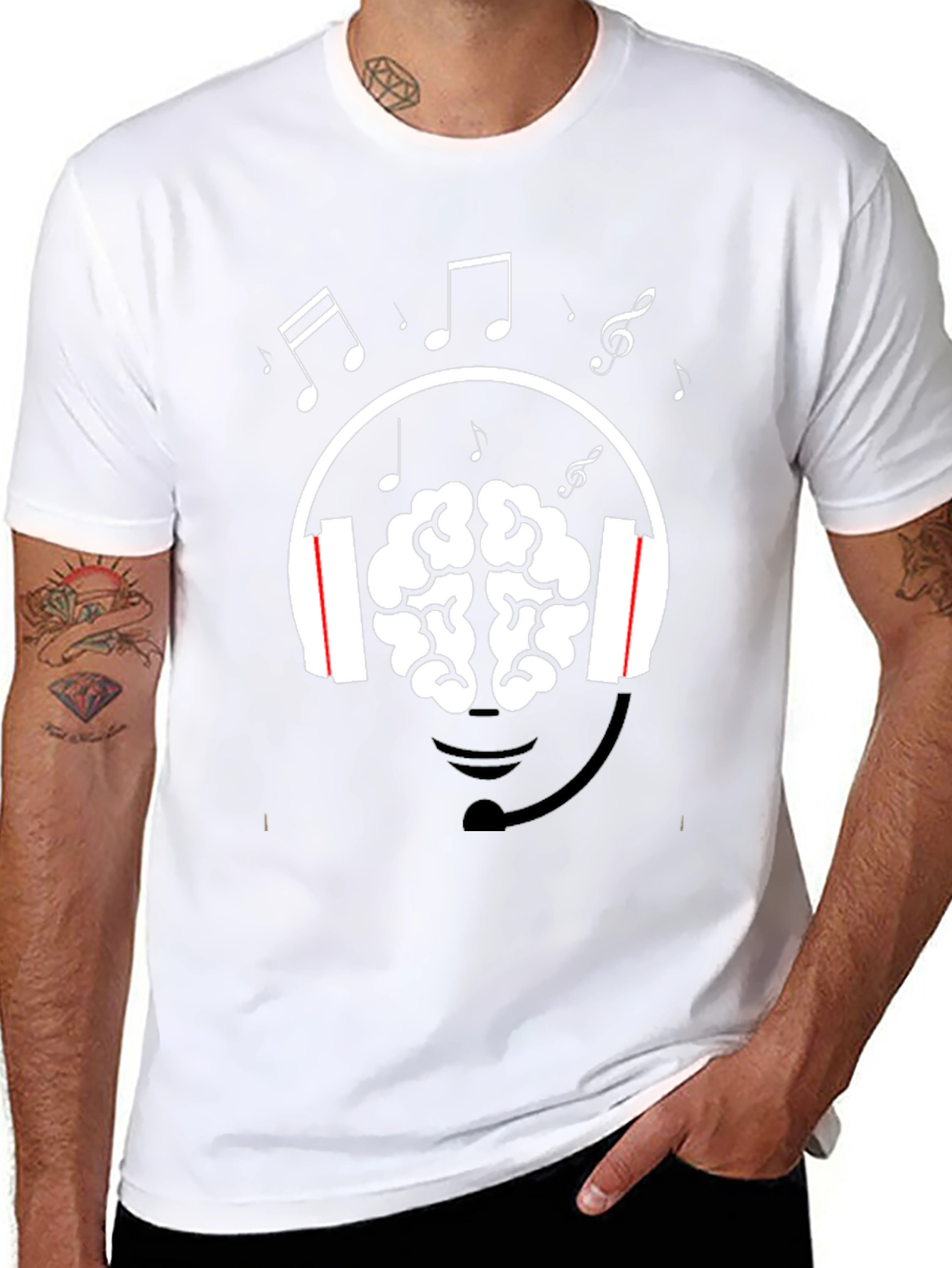 Brain Music Lover T-Shirt - Headphone Graphic Tee