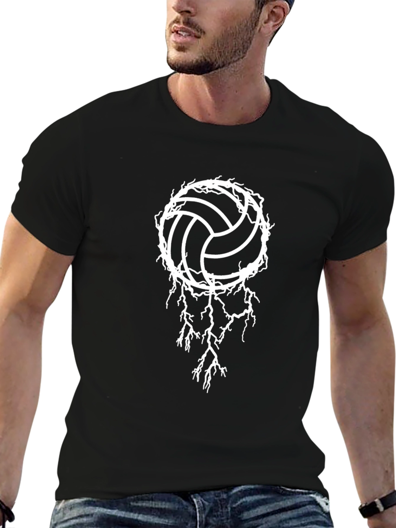 Volleyball Lightning Graphic Tee - Stylish Sportswear