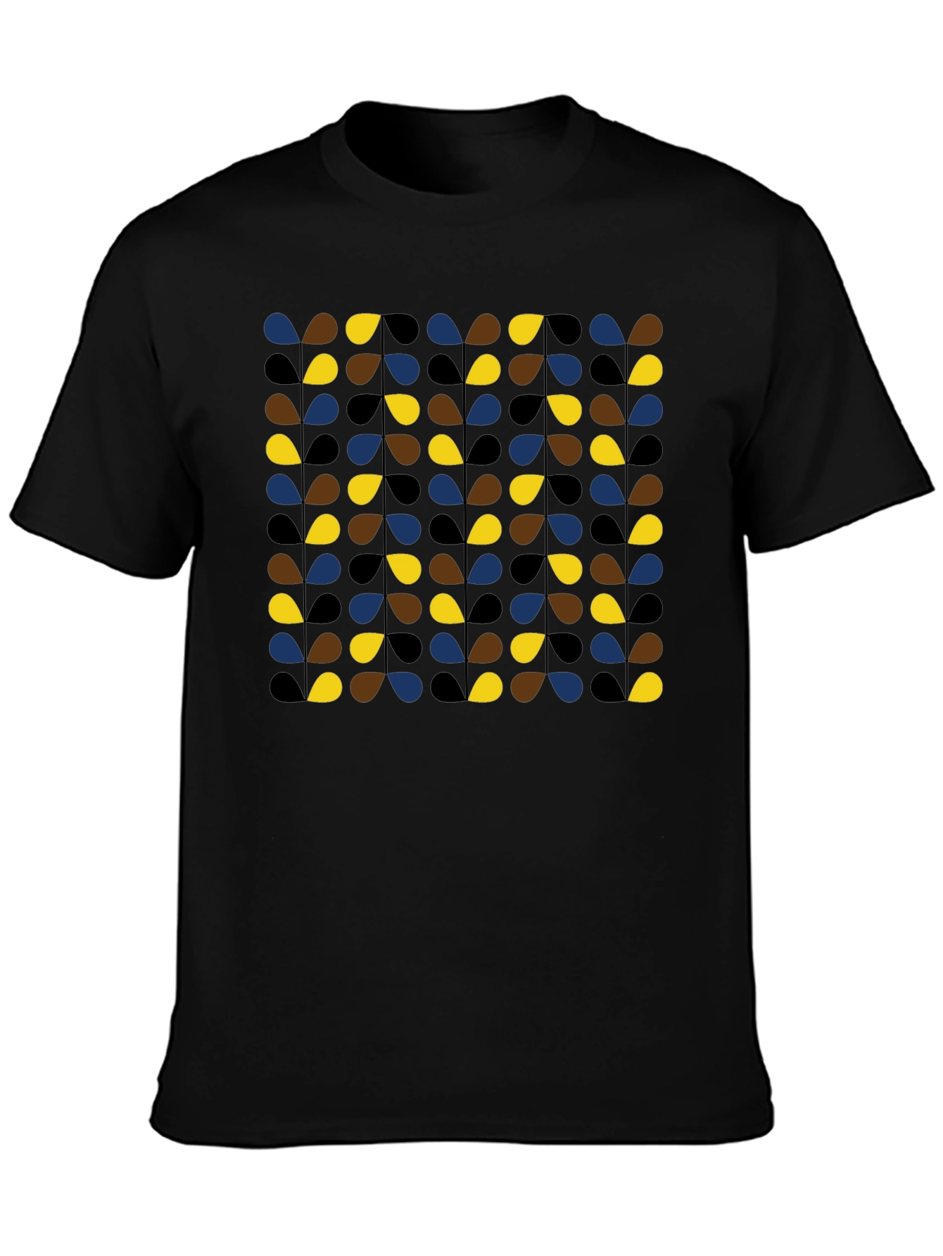 Retro Teardrop Patterned Black T-Shirt
