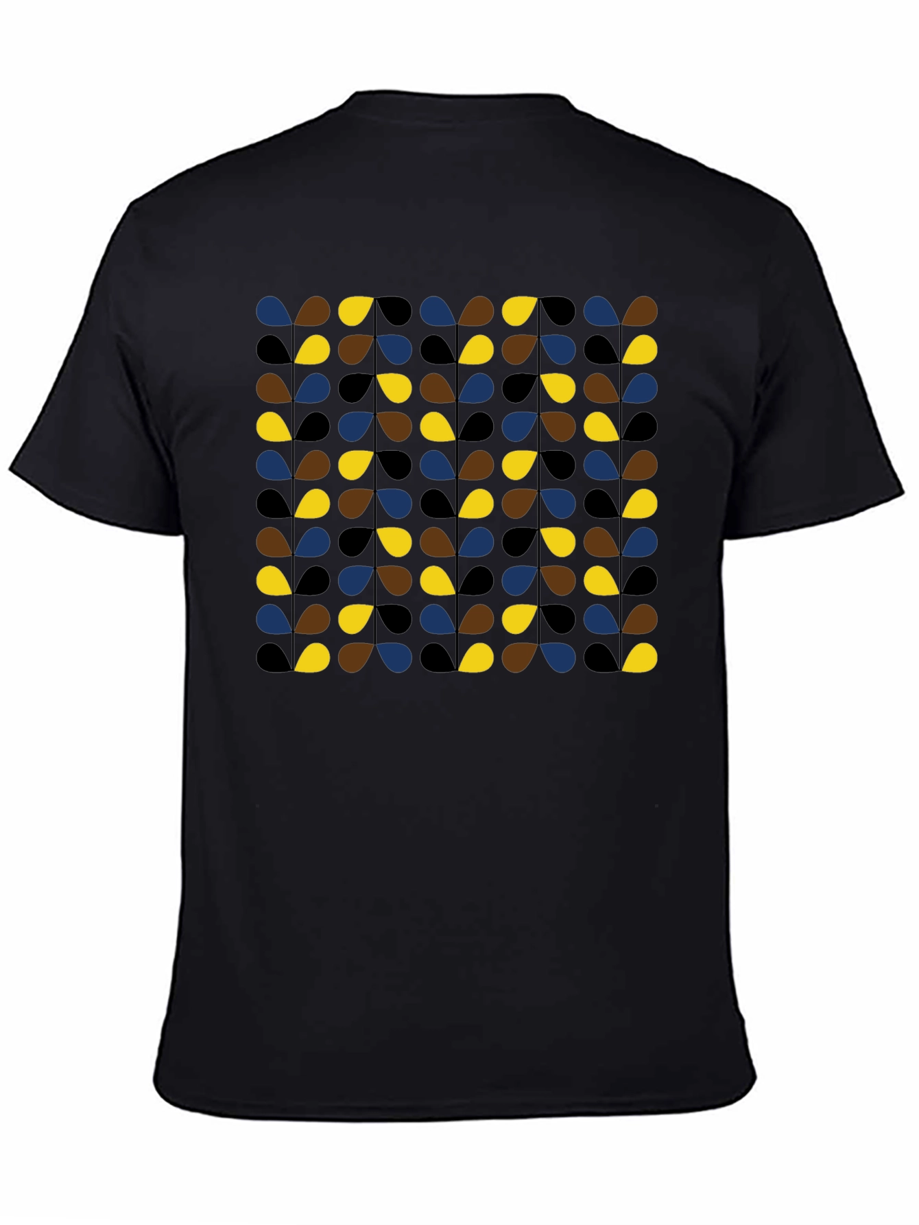 Retro Teardrop Patterned Black T-Shirt