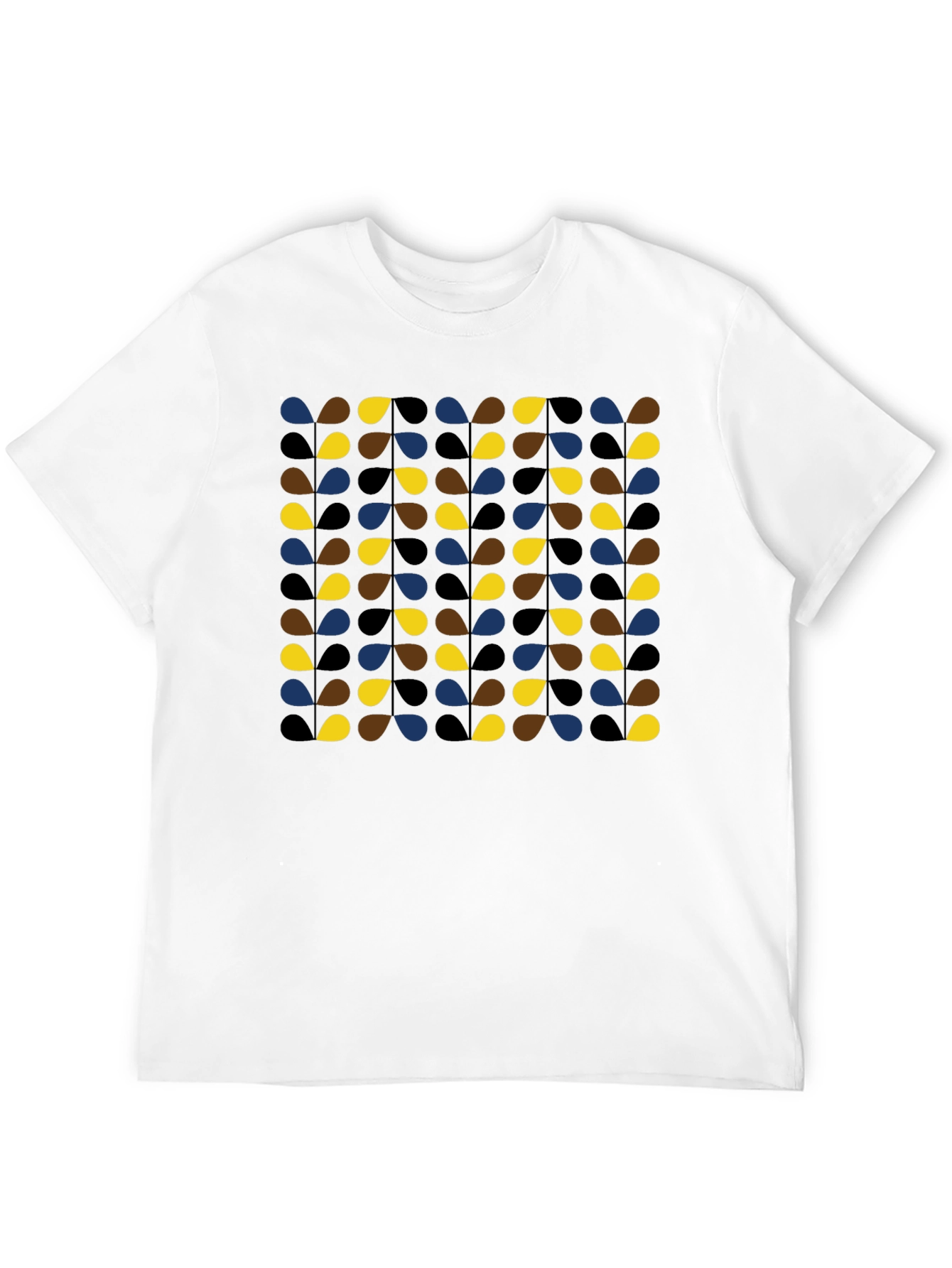 Retro Teardrop Patterned Black T-Shirt