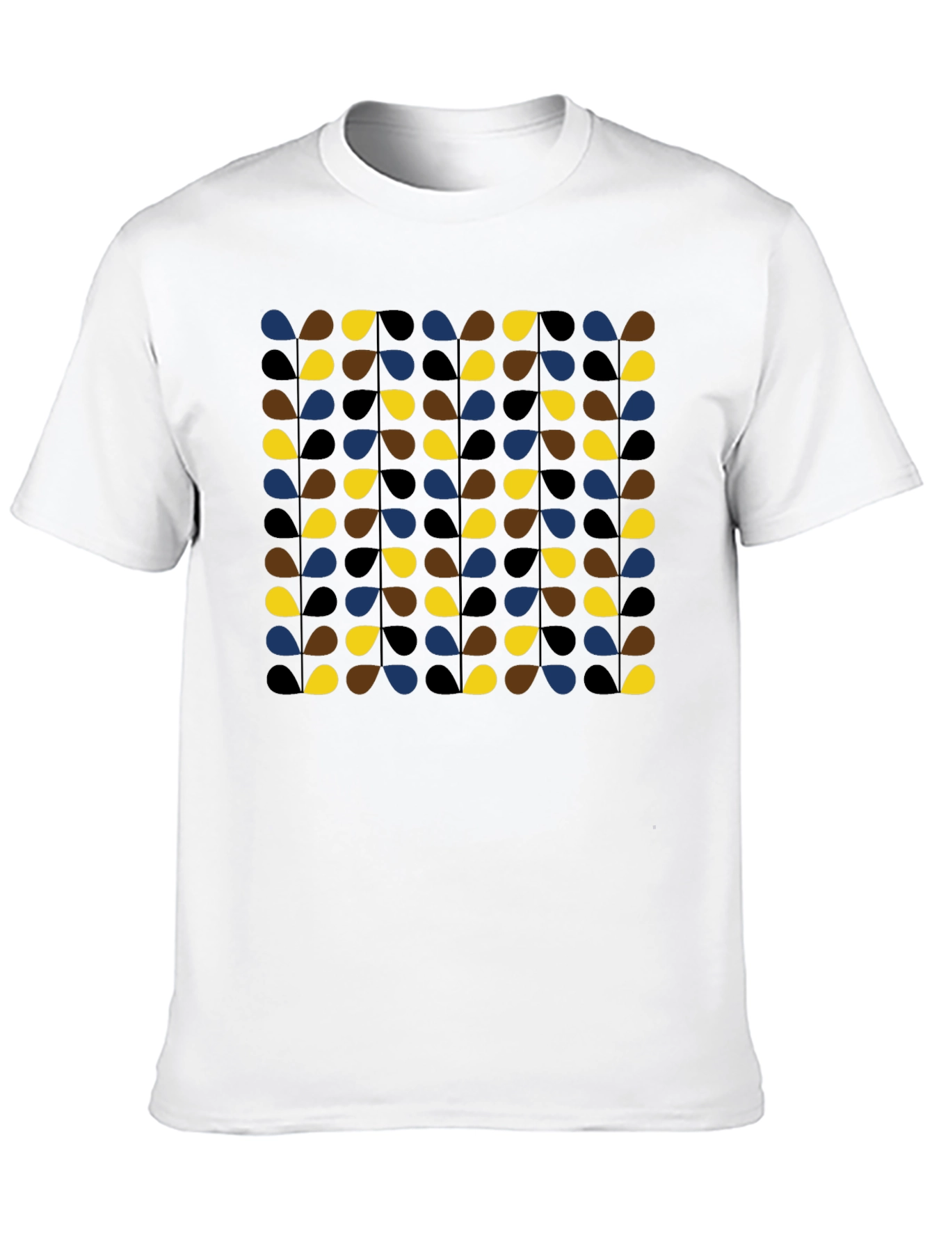 Retro Teardrop Patterned Black T-Shirt