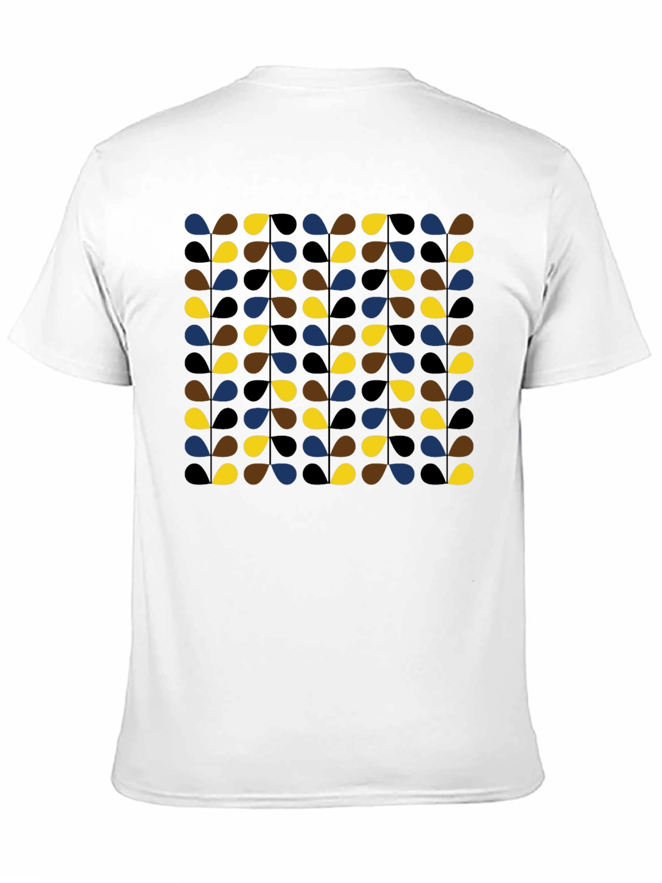 Retro Teardrop Patterned Black T-Shirt